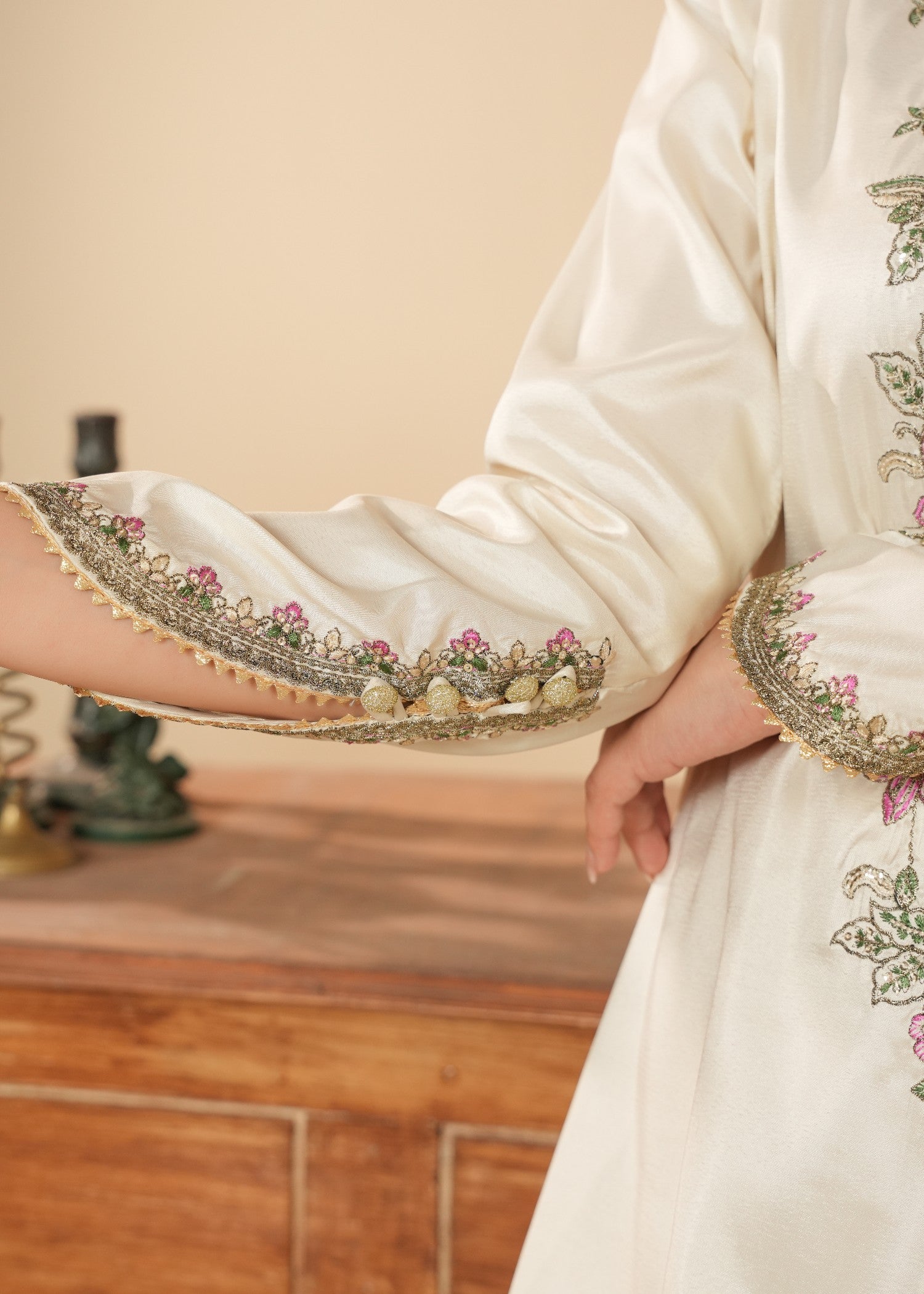 kattan silk Kurta Set in Beige
