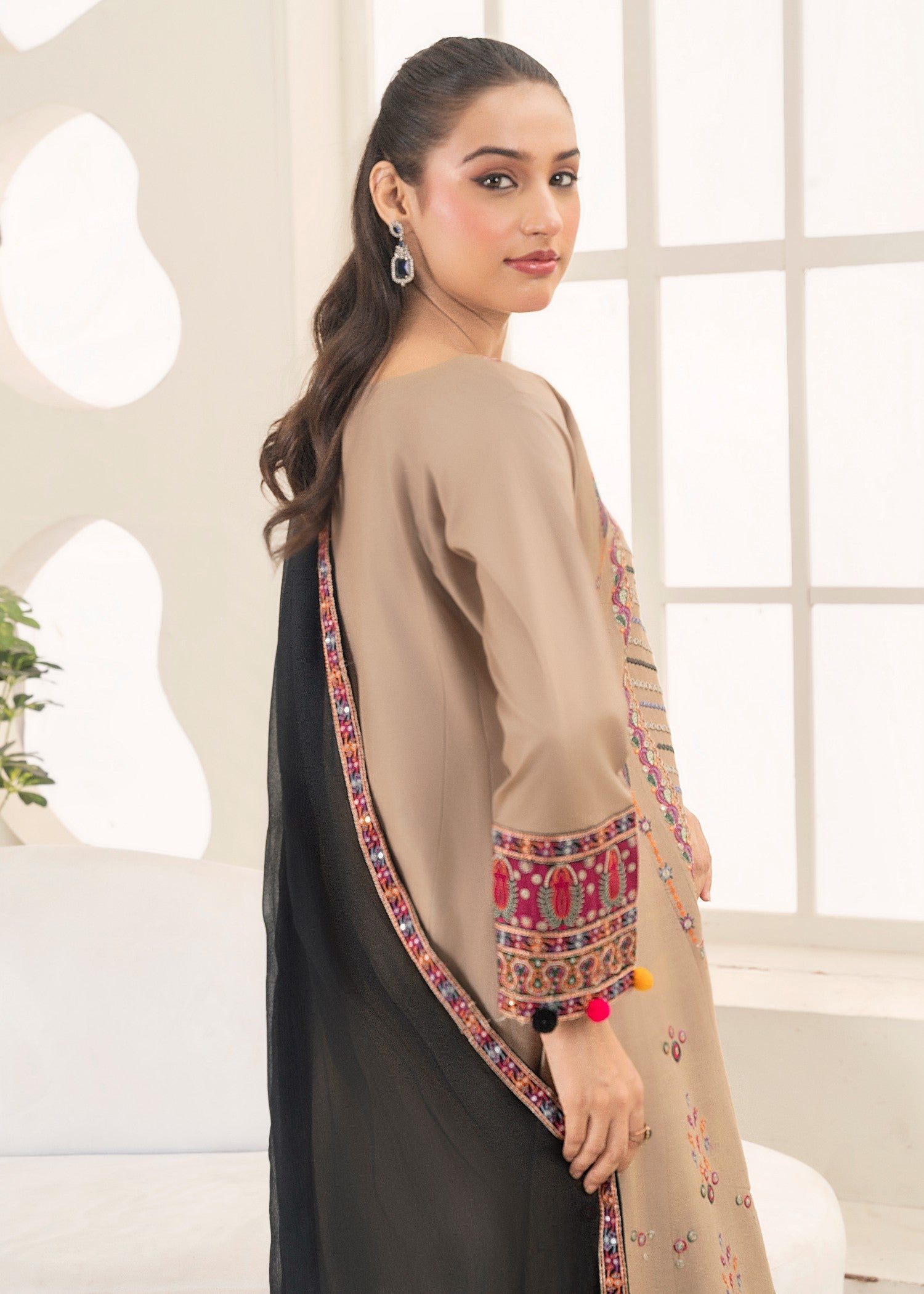 cotton Pishwas in Almond brown