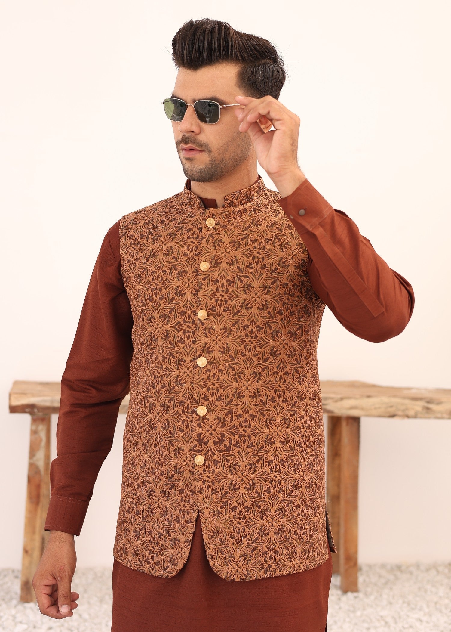 masuri Waistcoat in Rust orange