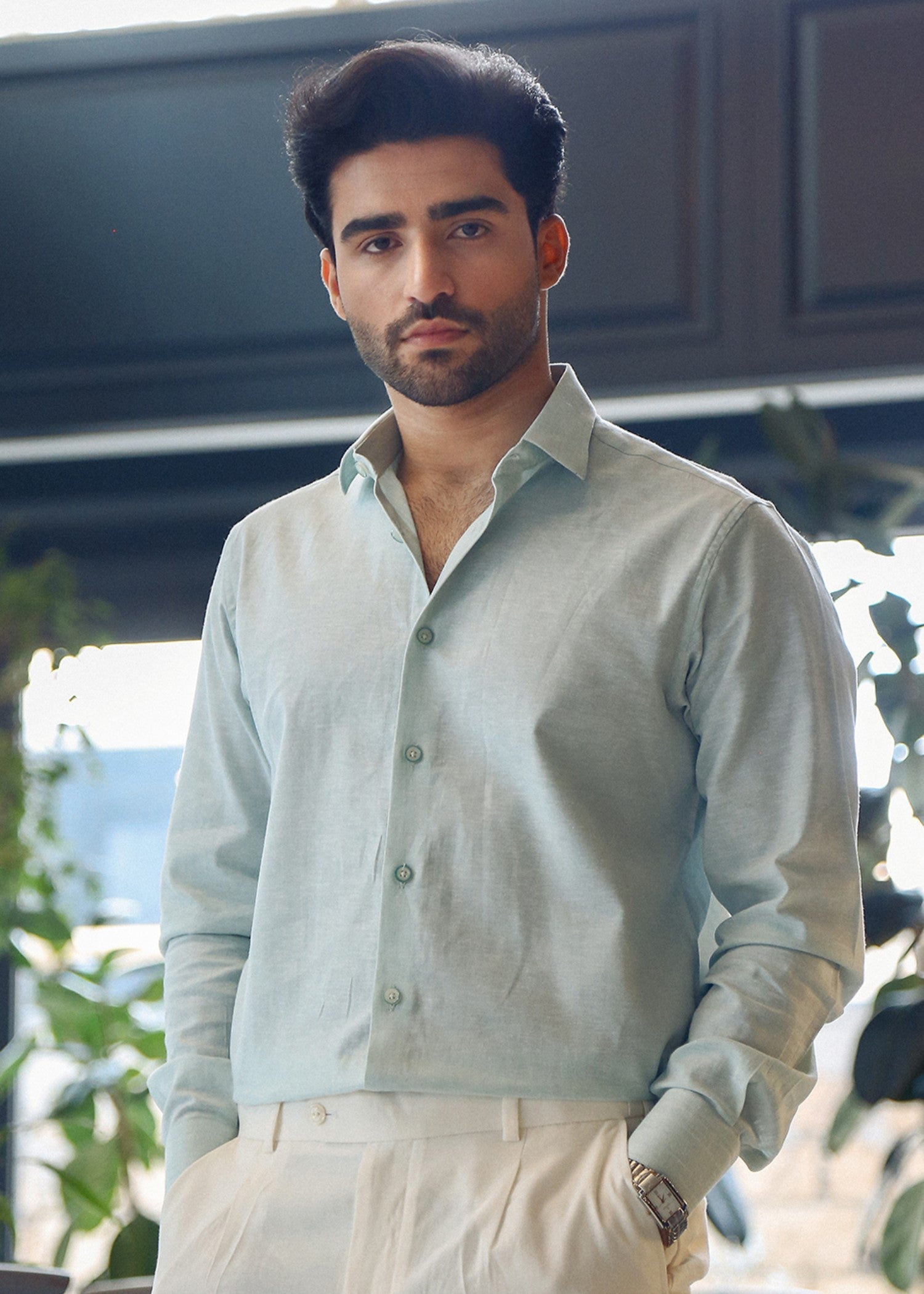 cotton Casual Shirt in Sky