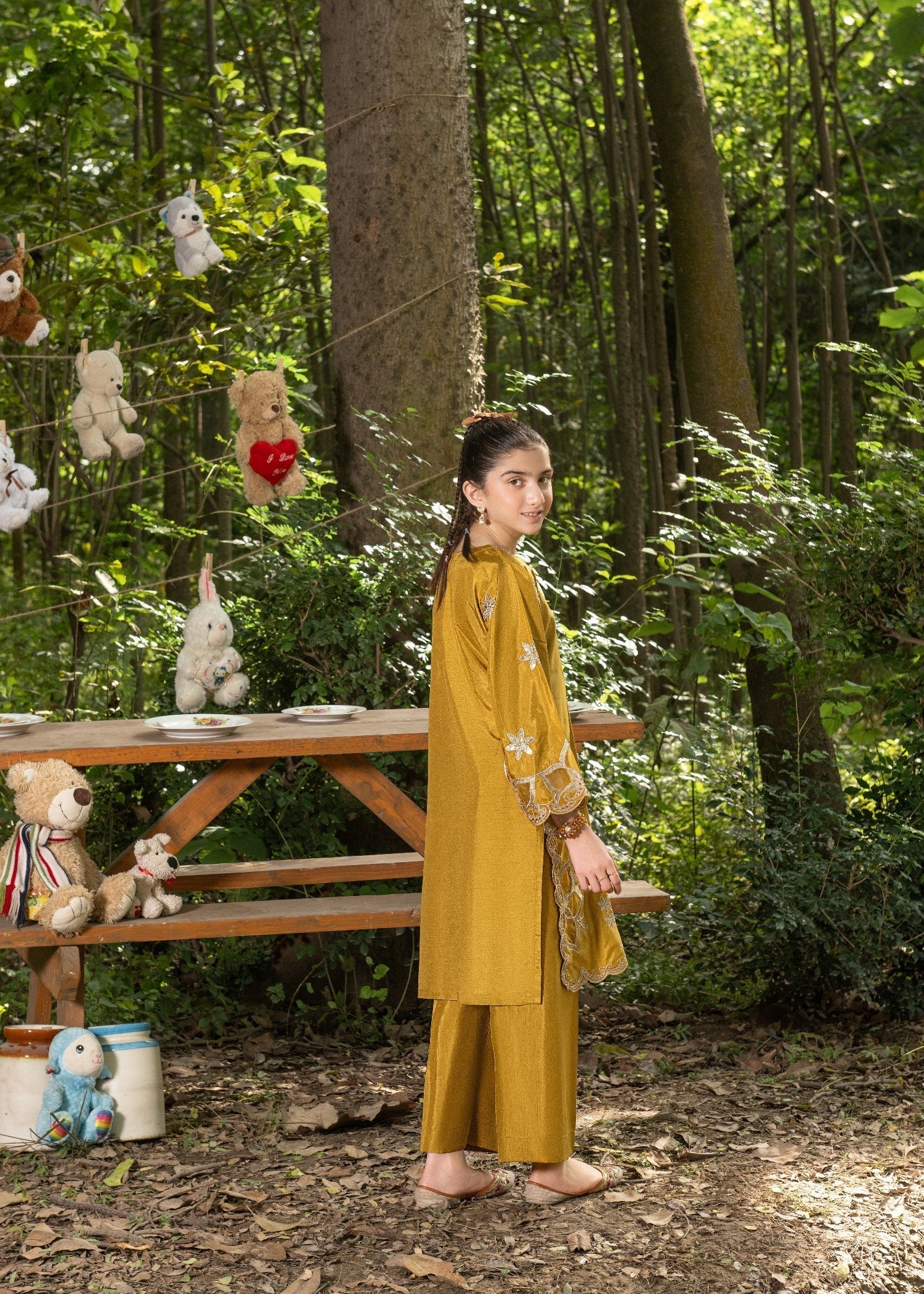 raw silk Kurta Set in Mustard
