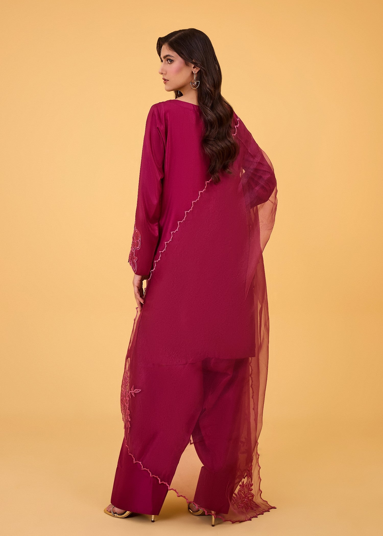 kattan silk Kurta Set in Lusty gallant
