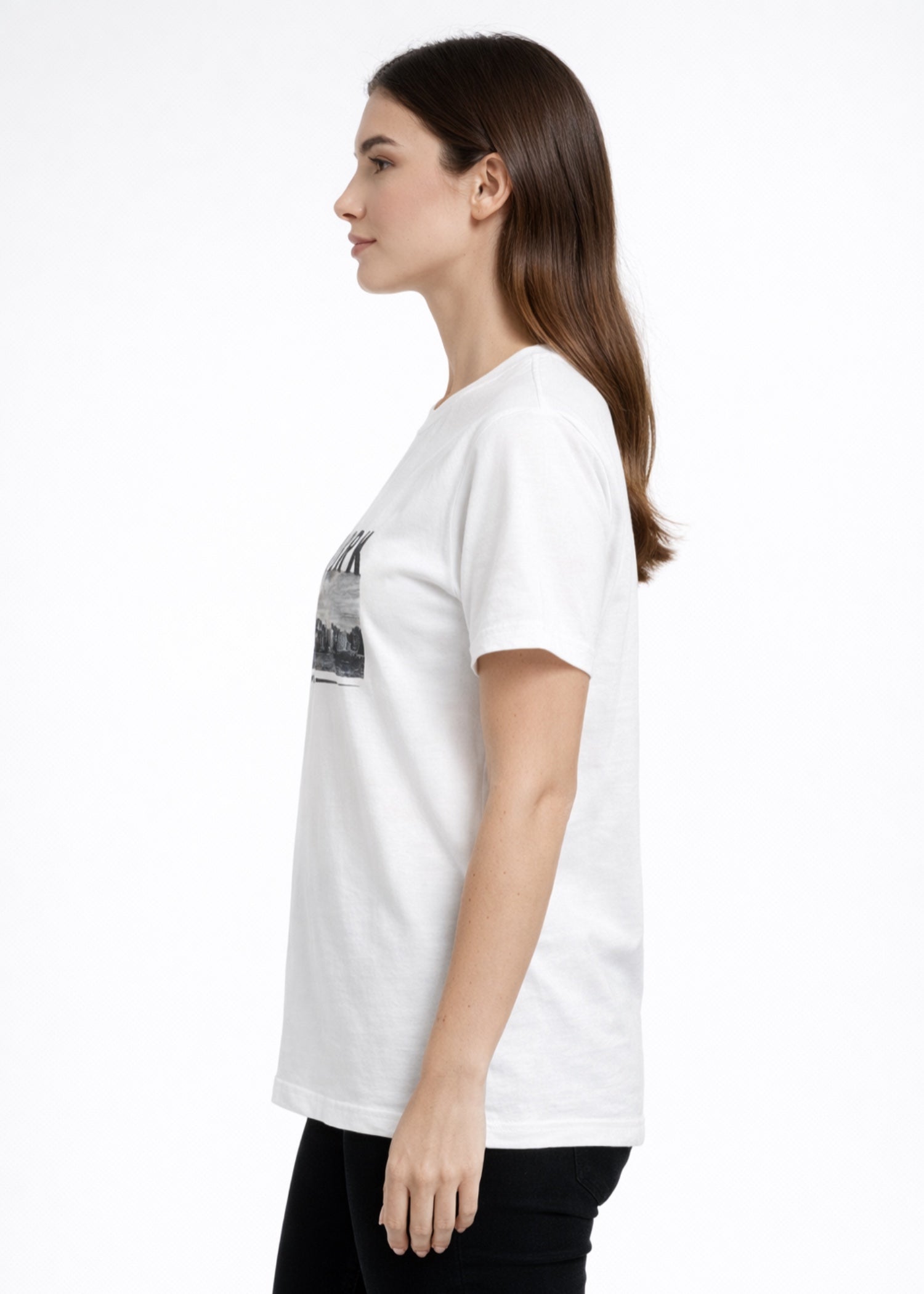 cotton T Shirt in Black, off-white