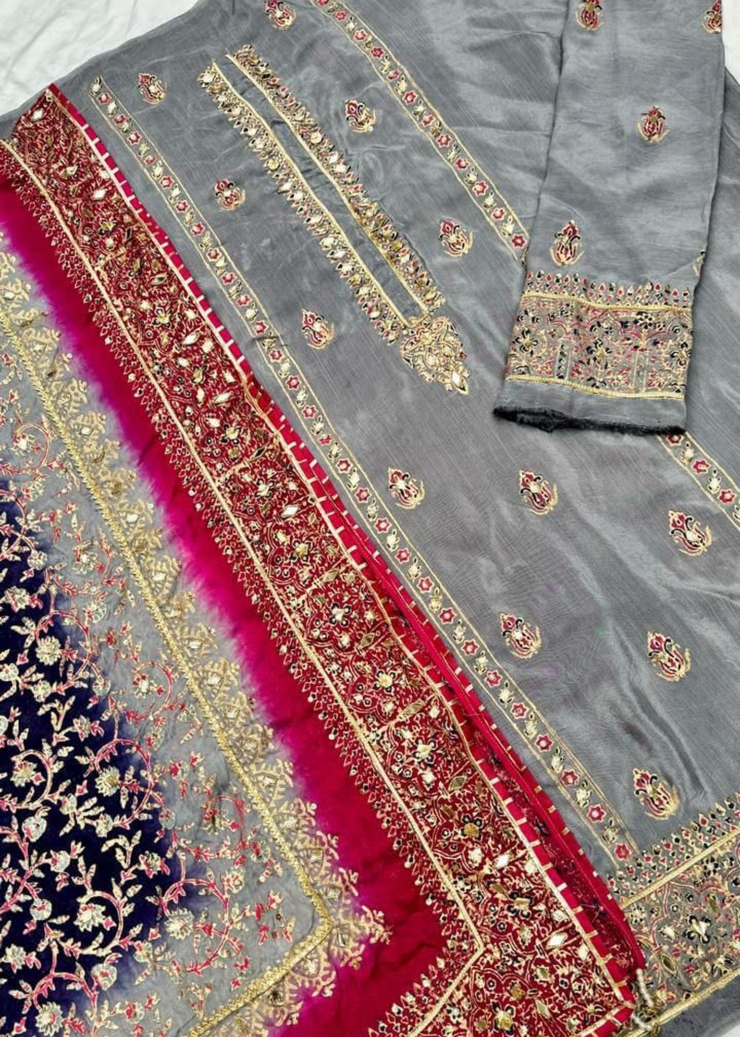 pk raw silk Unstitched in Grey