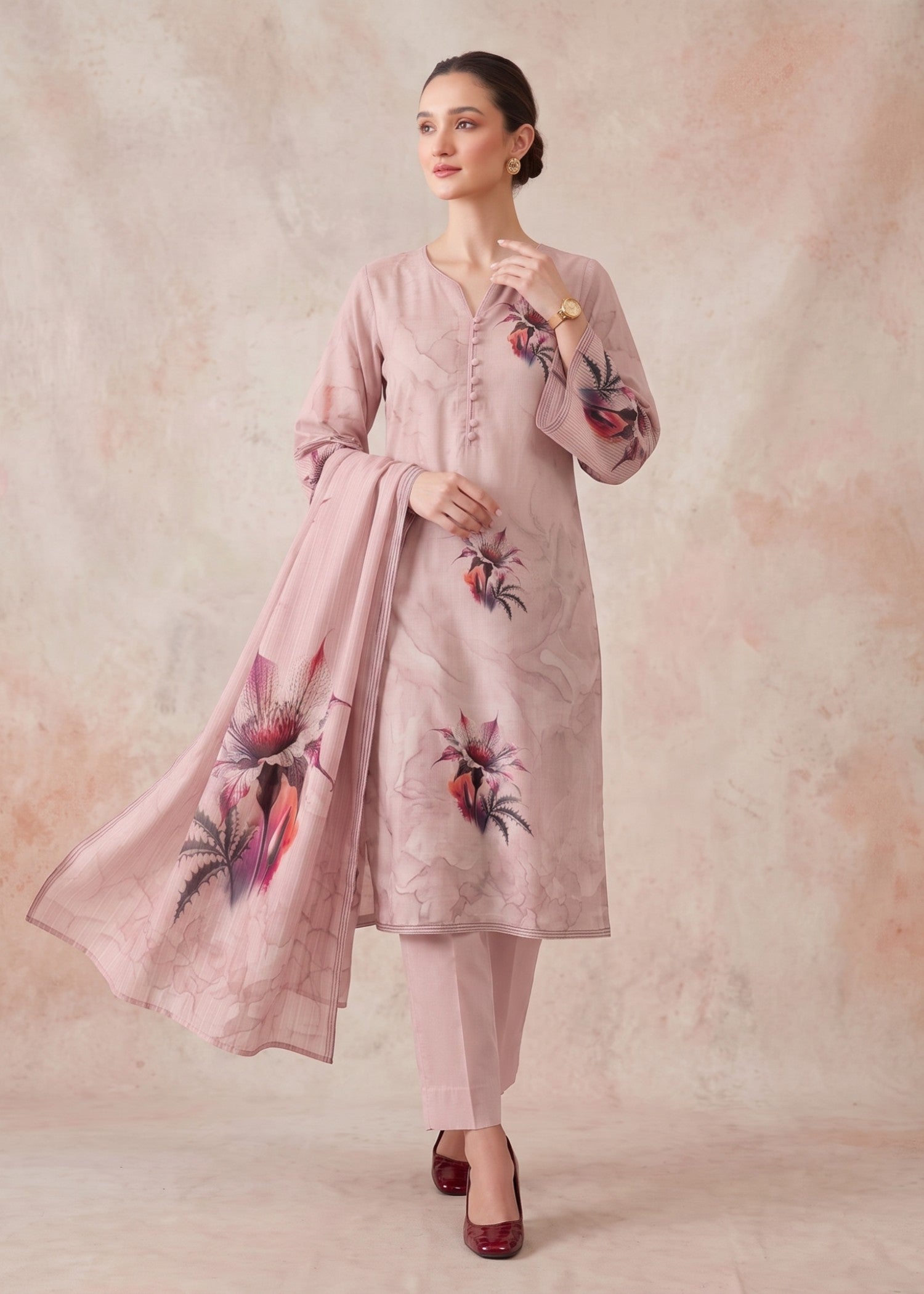lawn Unstitched in Blush pink