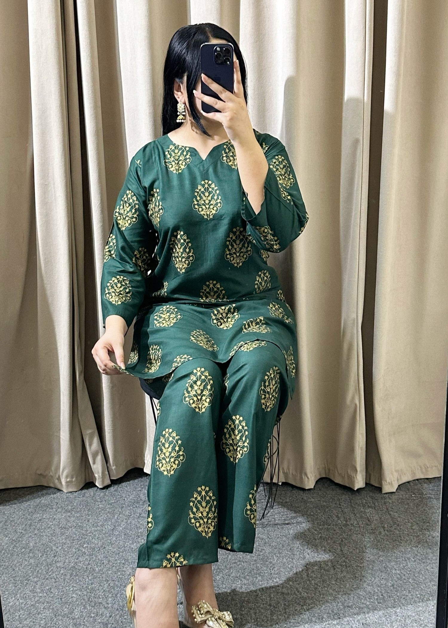 linen Co Ord Sets in Bottle green