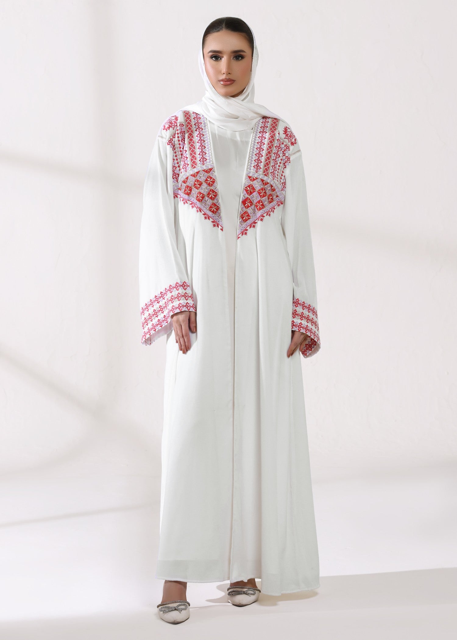chinese micro velvet 9000 Abaya in White