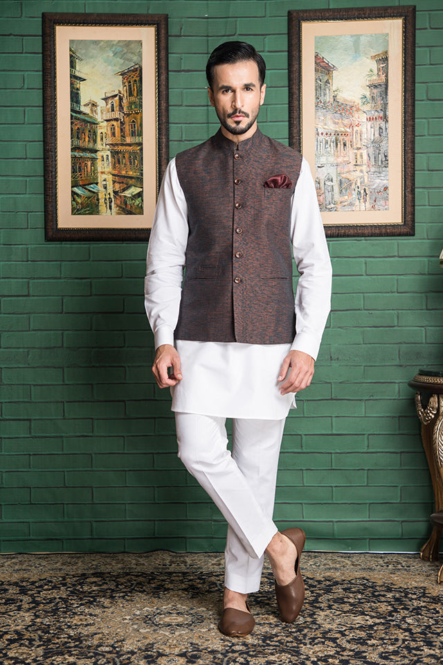 khaddar Waistcoat in Maroon