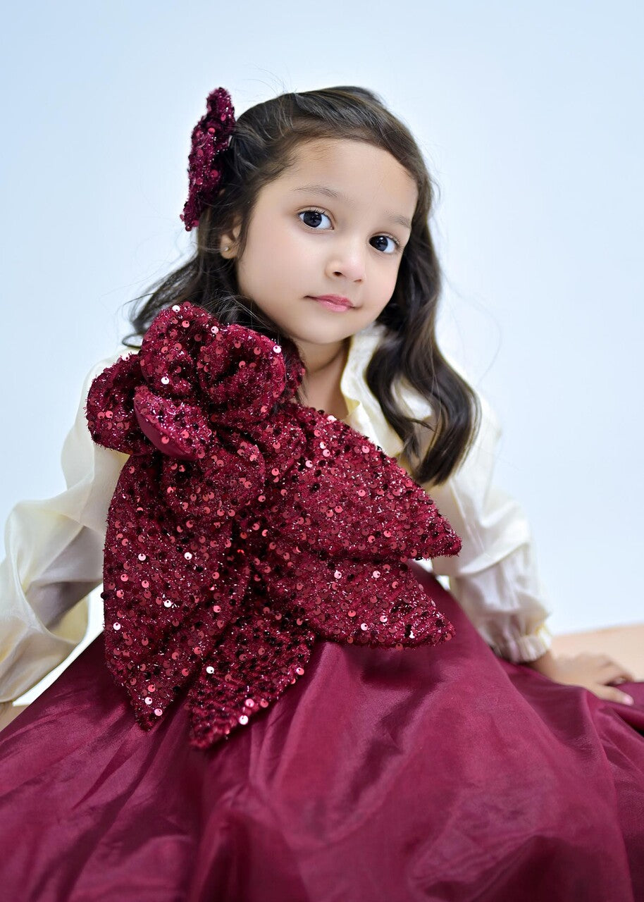 kattan silk Skirt in Maroon