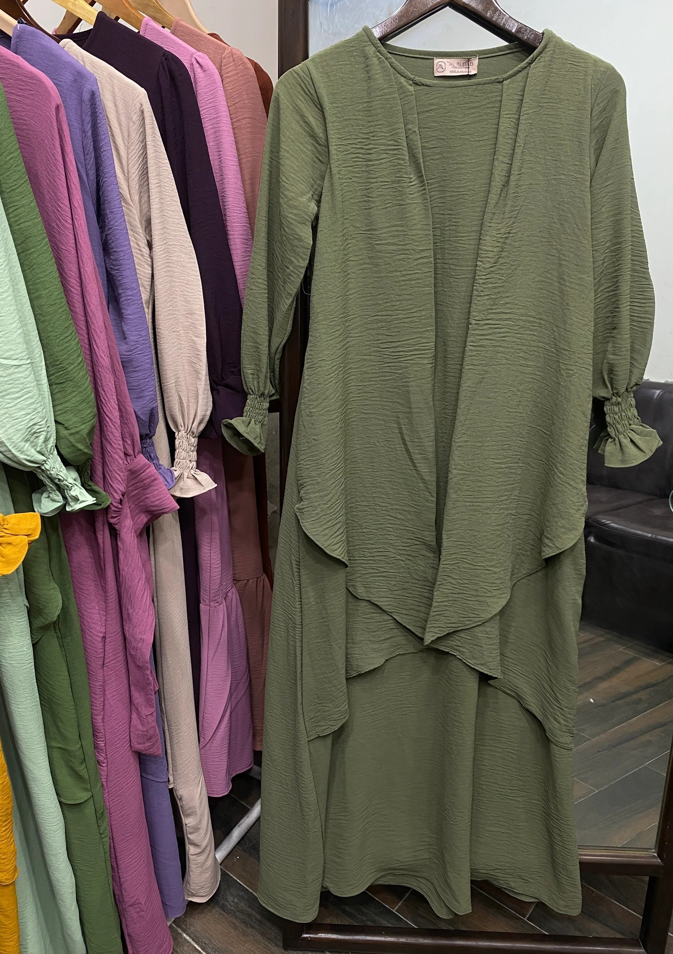 polyester Abaya in Olive green