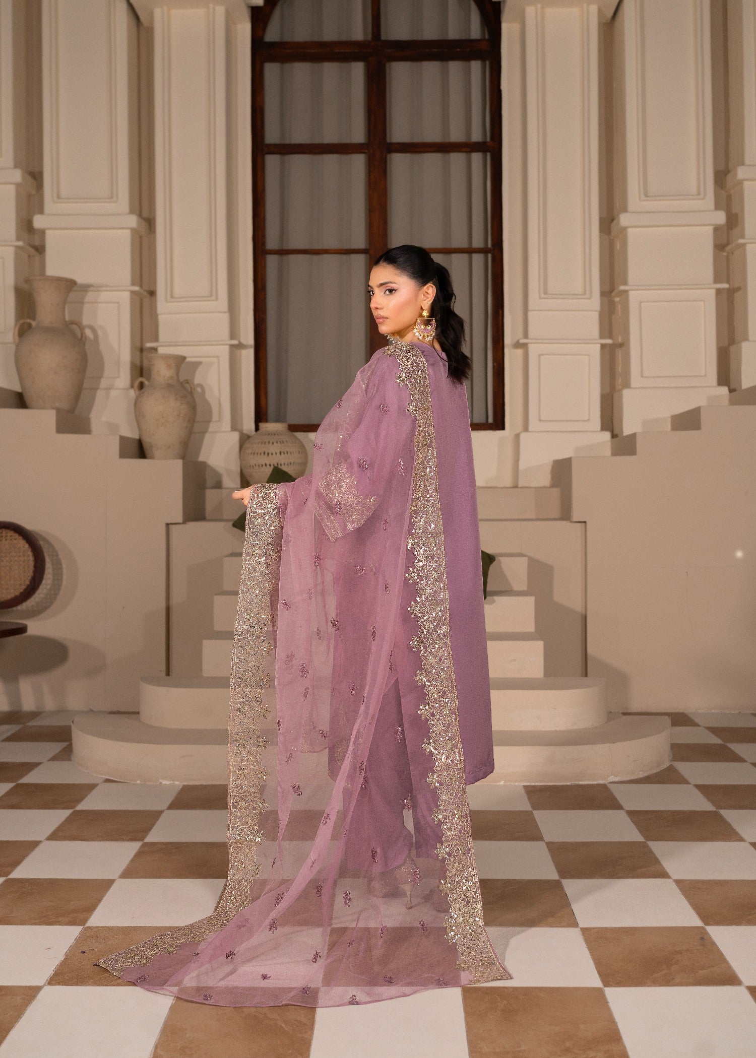 silk Kurta Set in Mauve