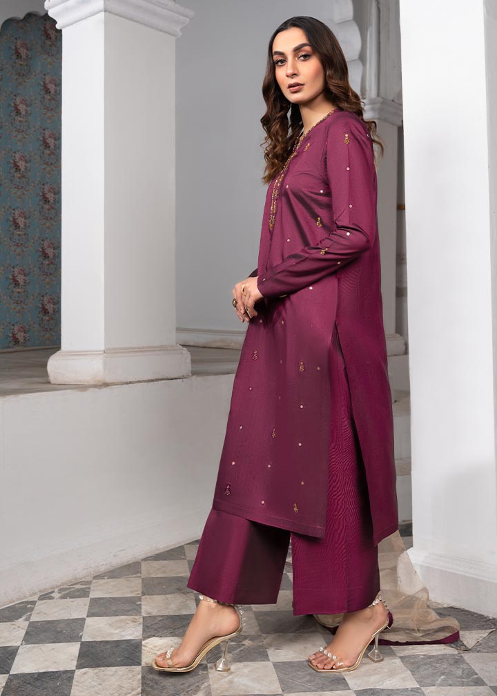 kattan silk Kurta Set in Plum