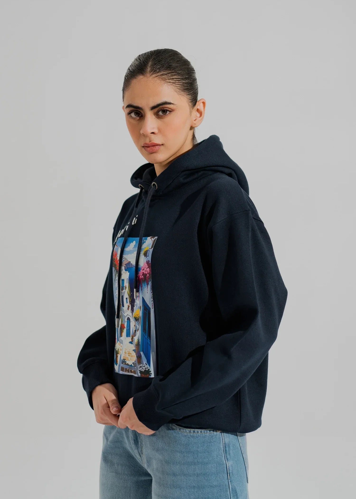 fleece Hoodie in Navy blue