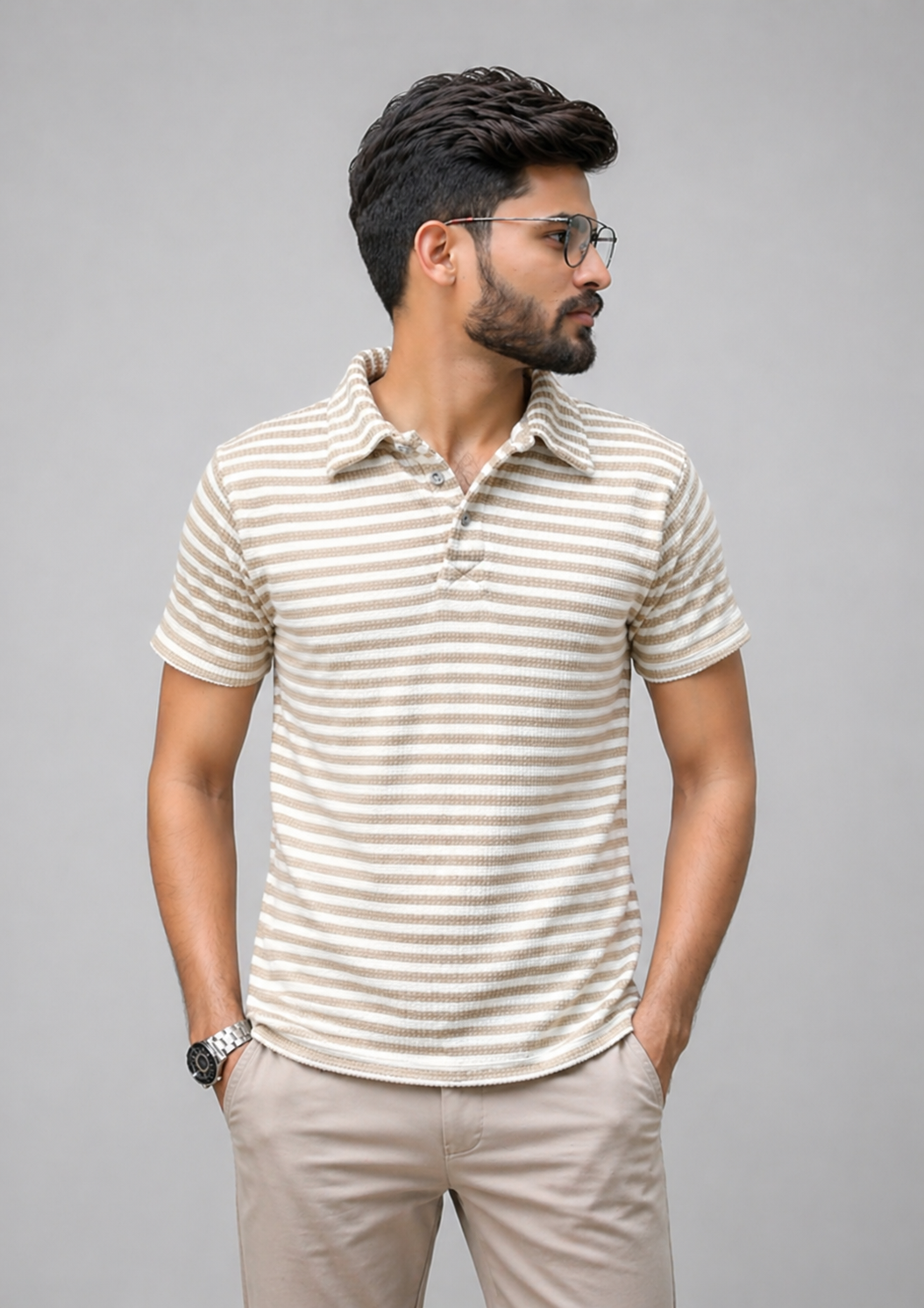 cotton net Polo Shirt in Multi