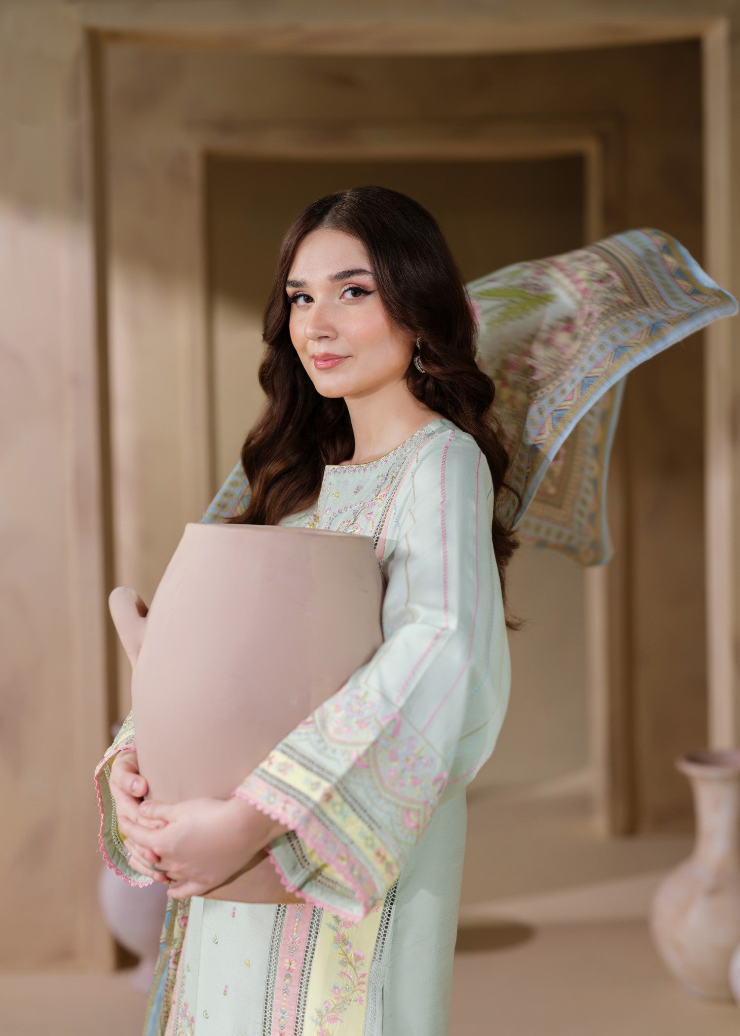 cambric cotton Kurta Set in Light blue