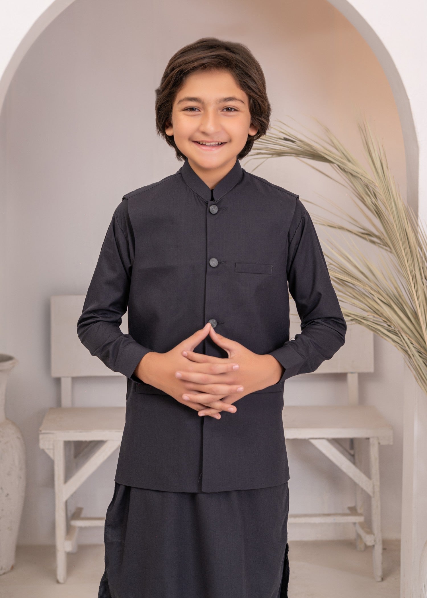 jamawar Waistcoat in Obsidian