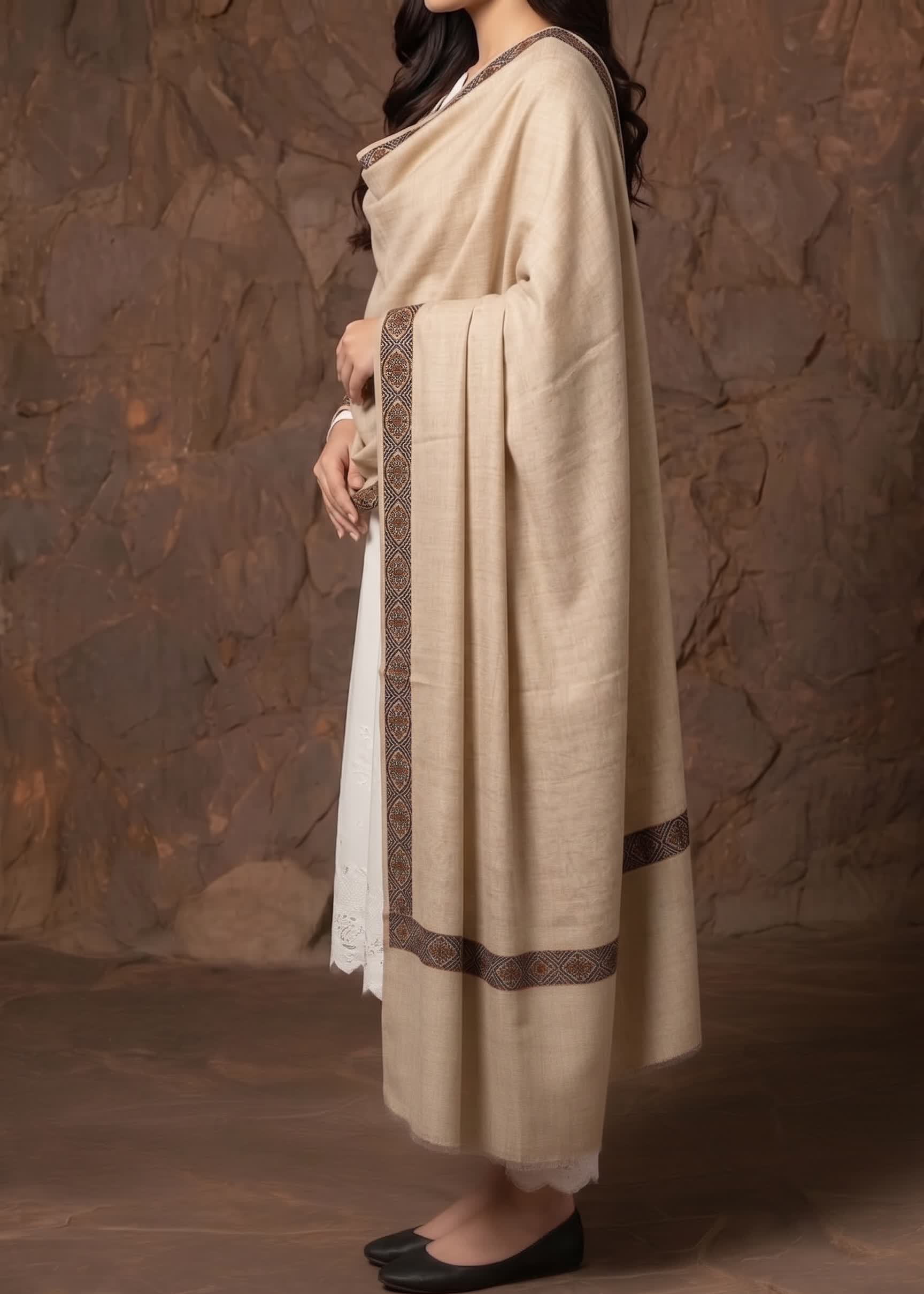 Shawl in Beige Color by - Trendy Women Shawl WKS3148