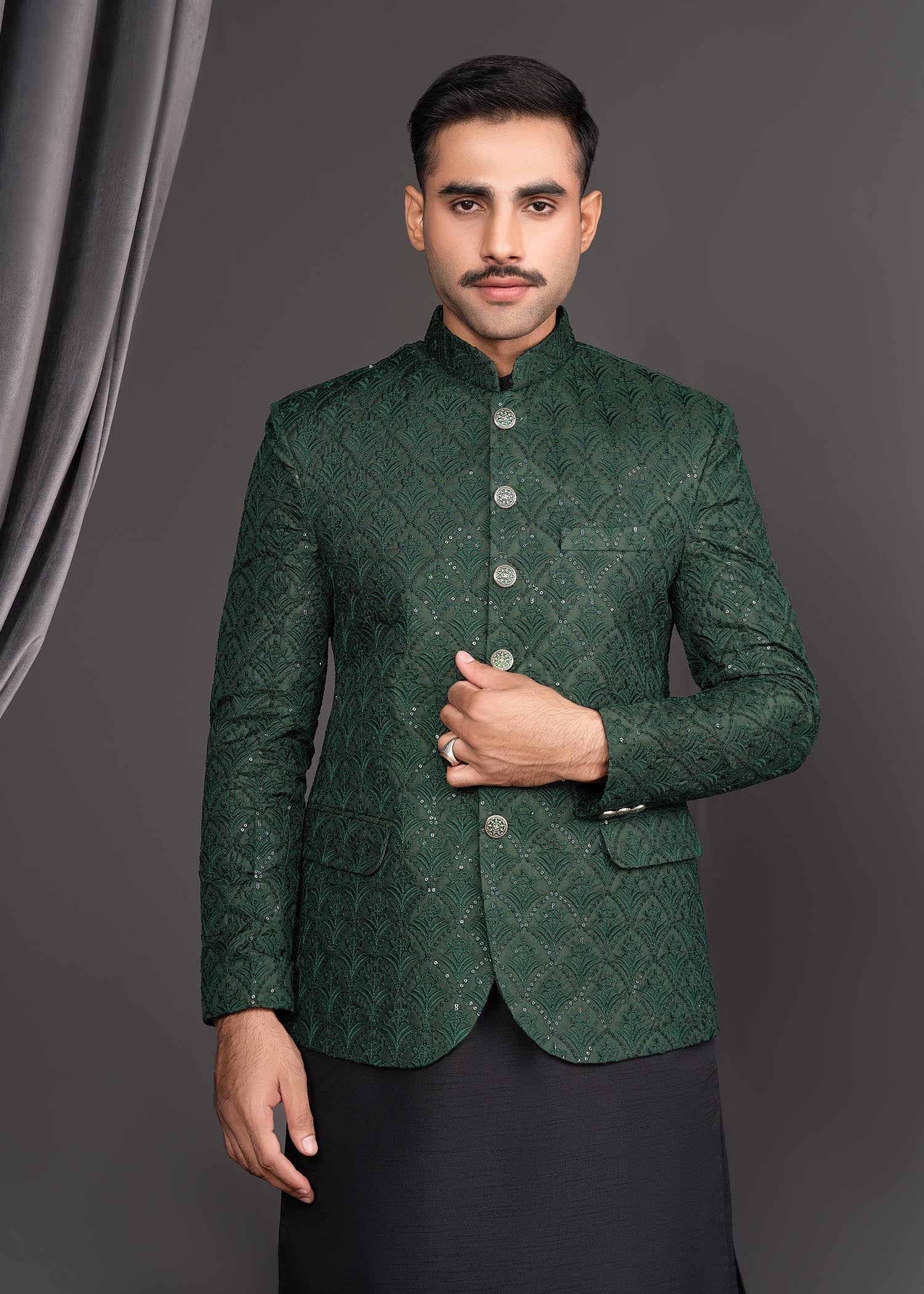 silk Prince Coat in Bottle green