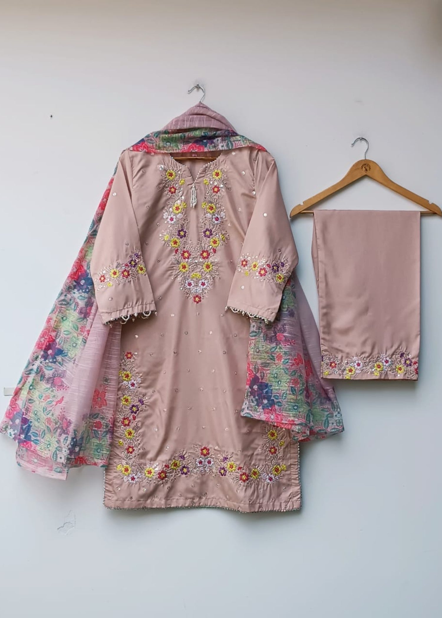 thai silk Kurta Set in Pink