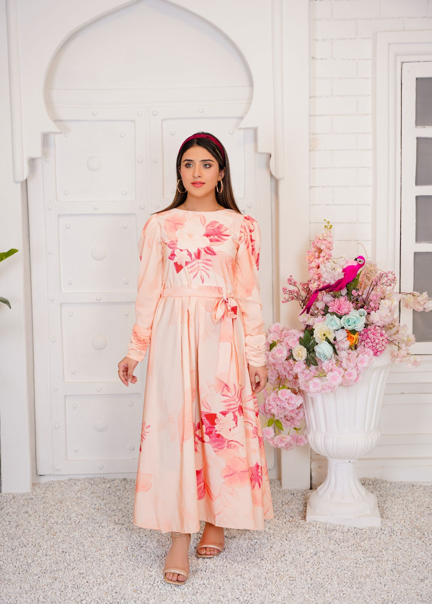 crepe Maxi in Peach pink