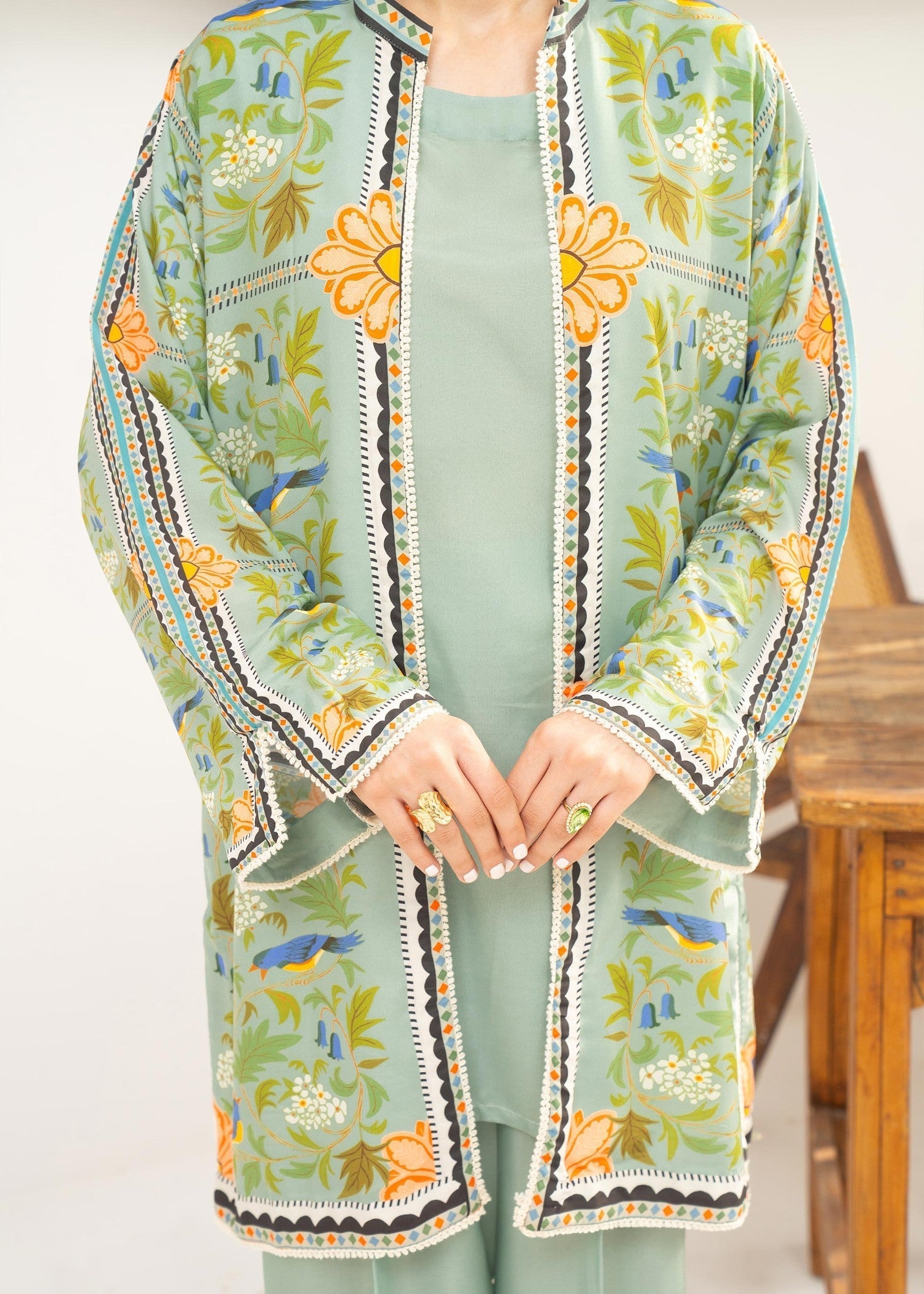 lawn Gown in Mint green