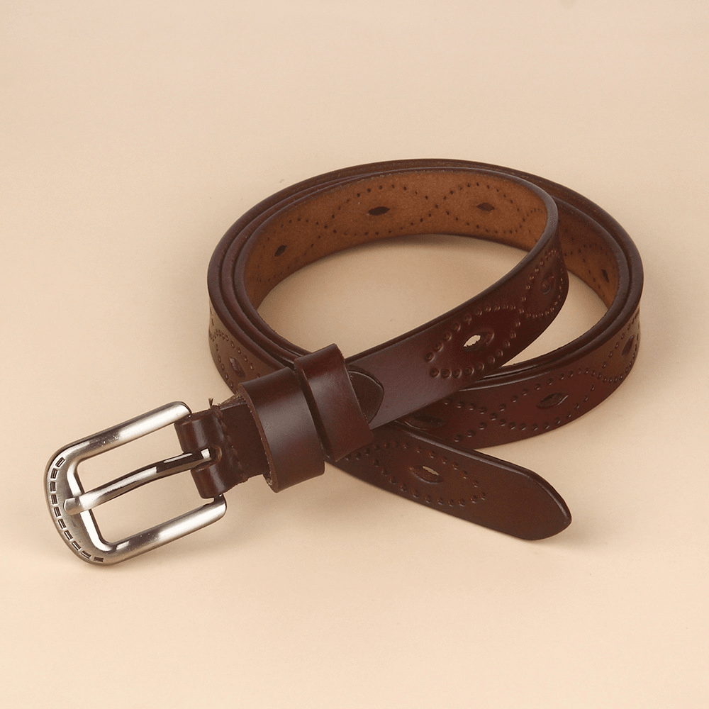 Vintage Hollow Belt Leather Cowhide Copper Pin Buckle