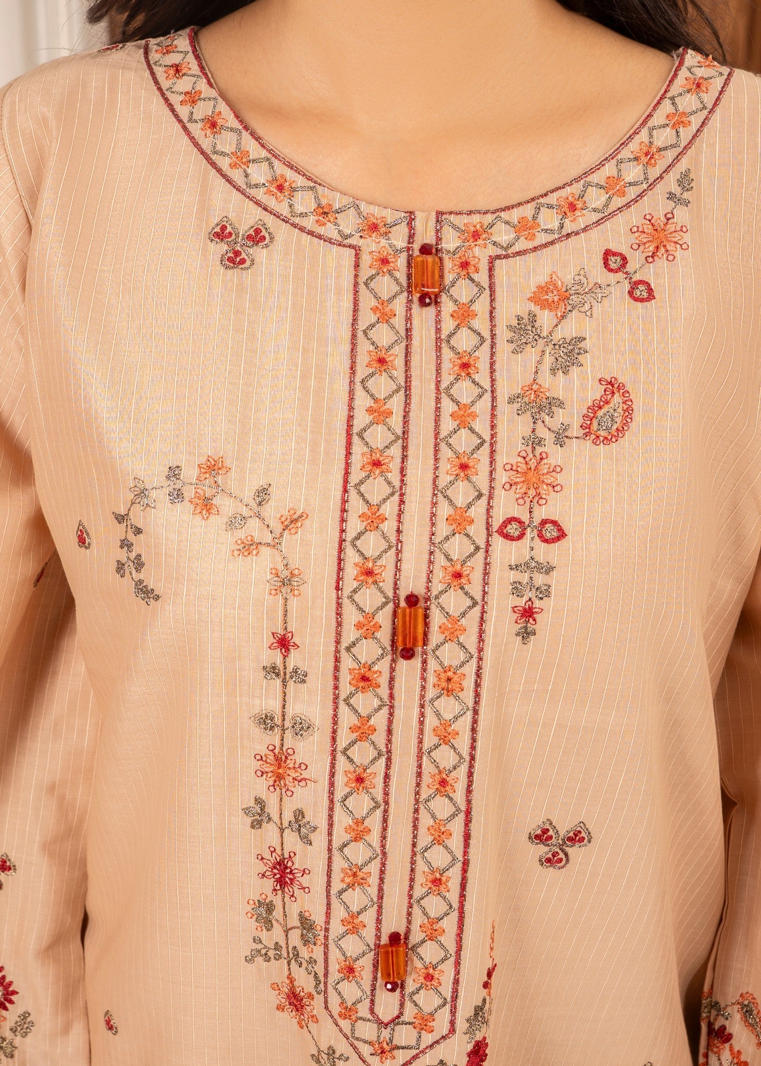 cotton Kurta Set in Tan brown