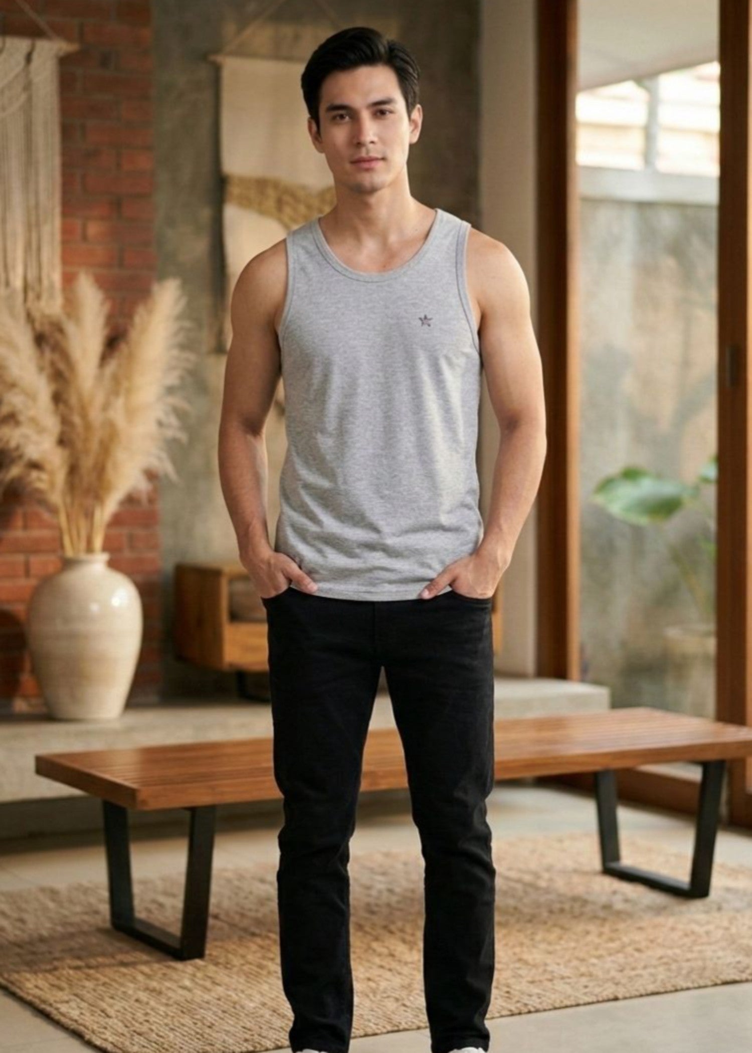 cotton Tank Top in Pastel grey