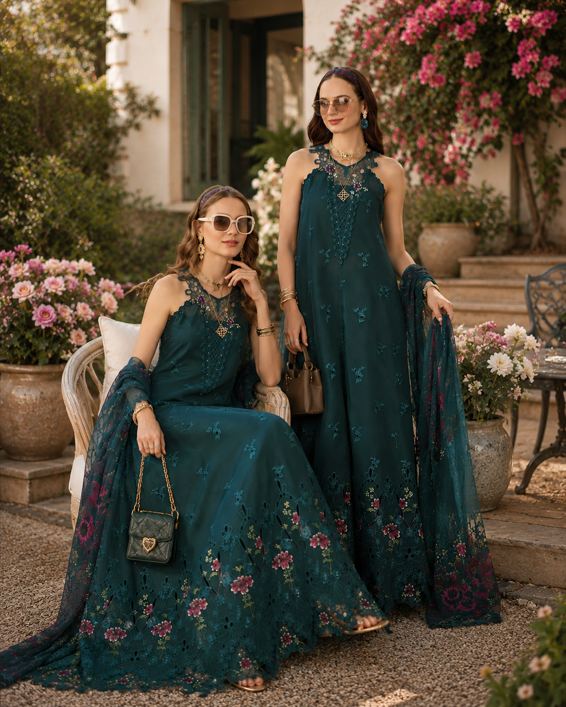 Noor Eid Printskhas Lawn – D6 – Coblat Teal