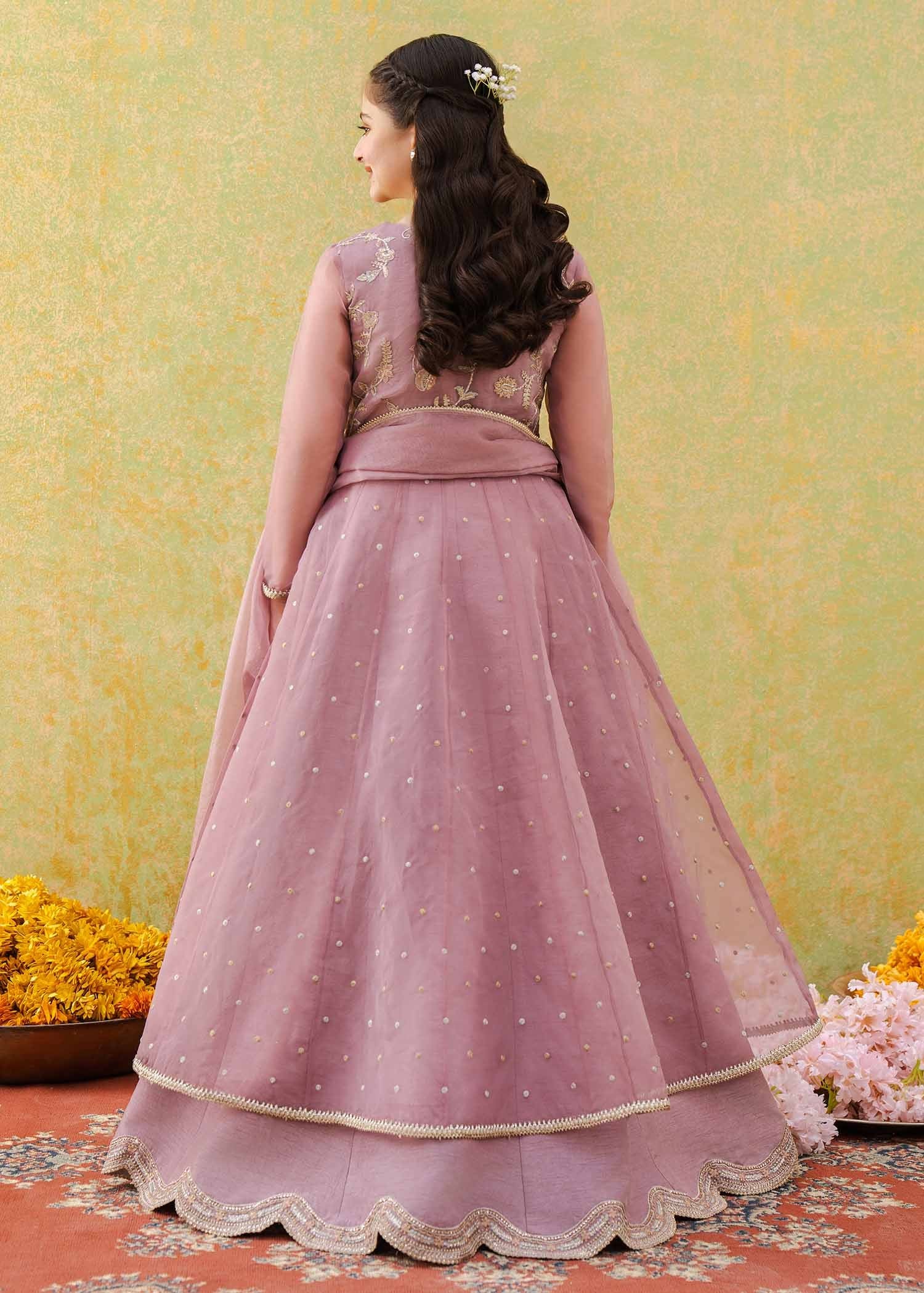organza Lehenga in Lilac