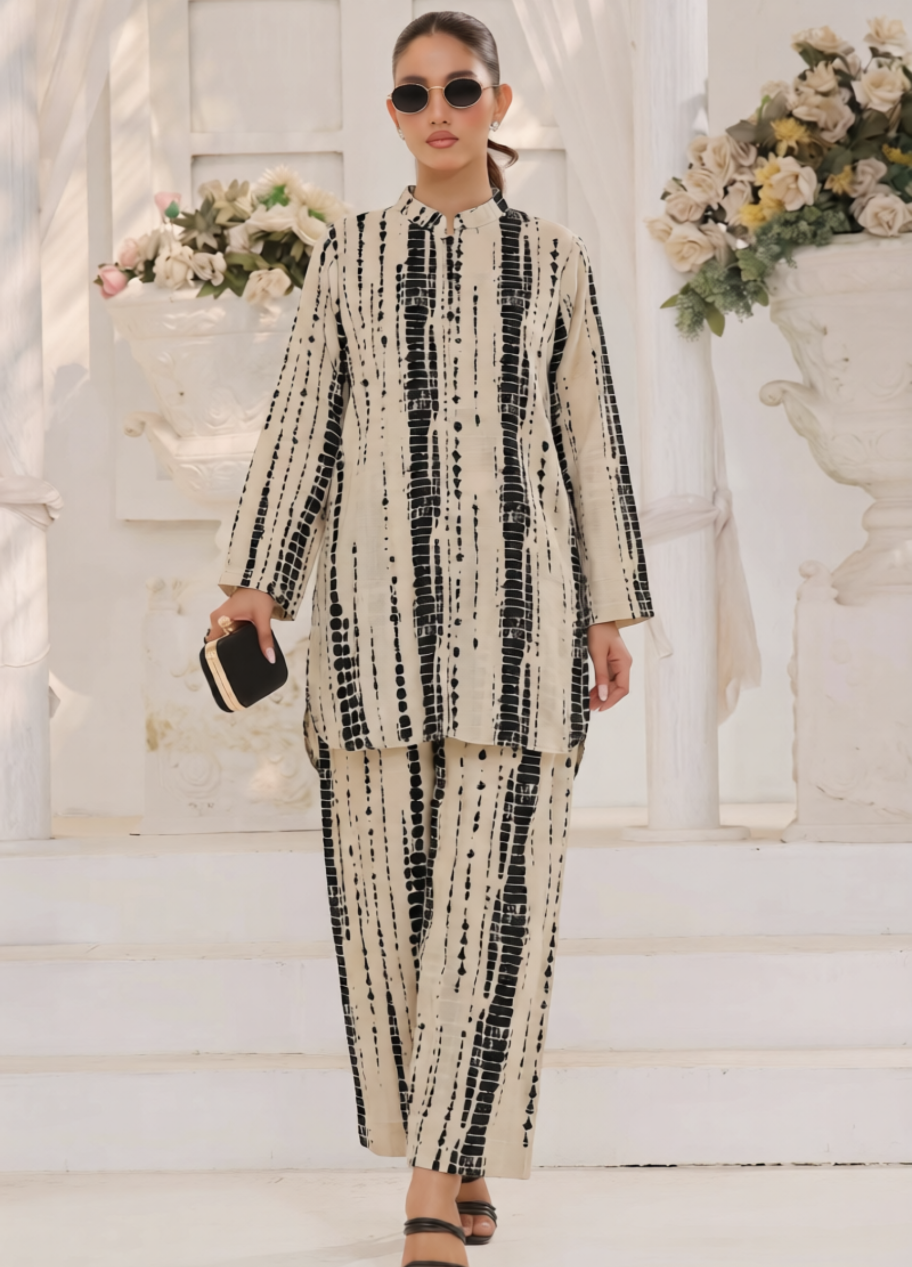 poly grip silk Co Ord Sets in Off-white