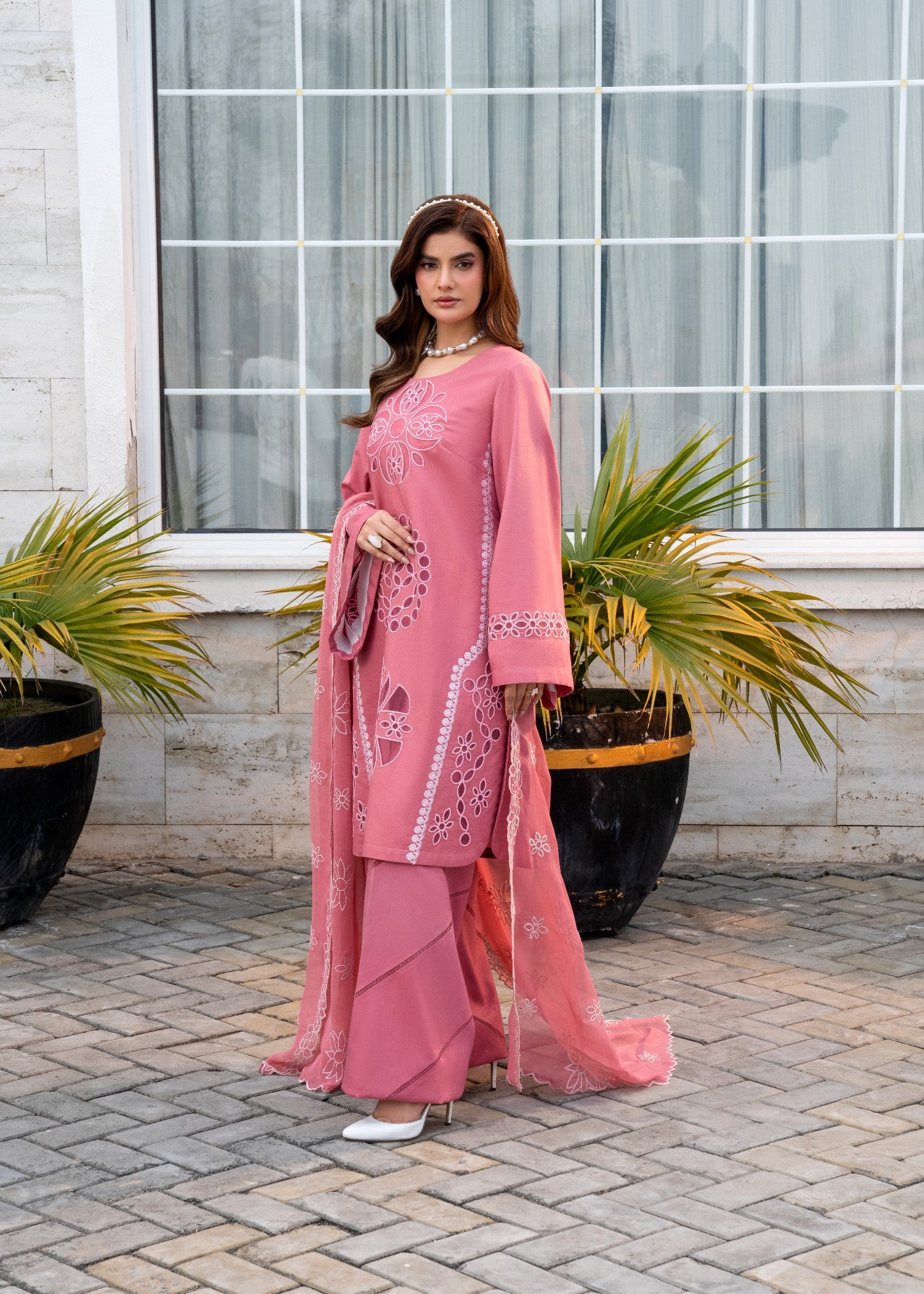 viscose Kurta Set in Salmon pink