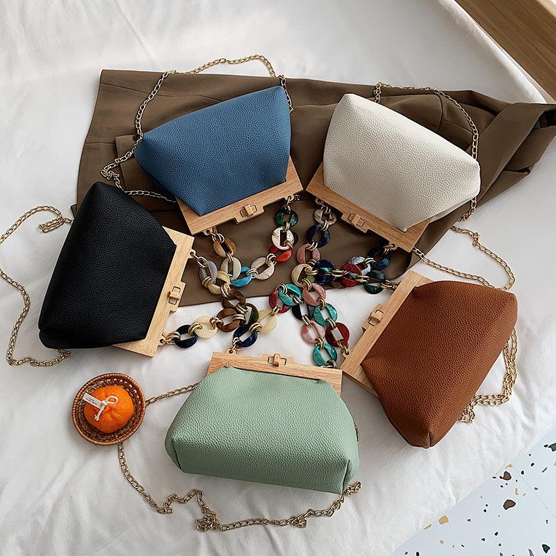 Colorful disc acrylic chain women's shoulder bag