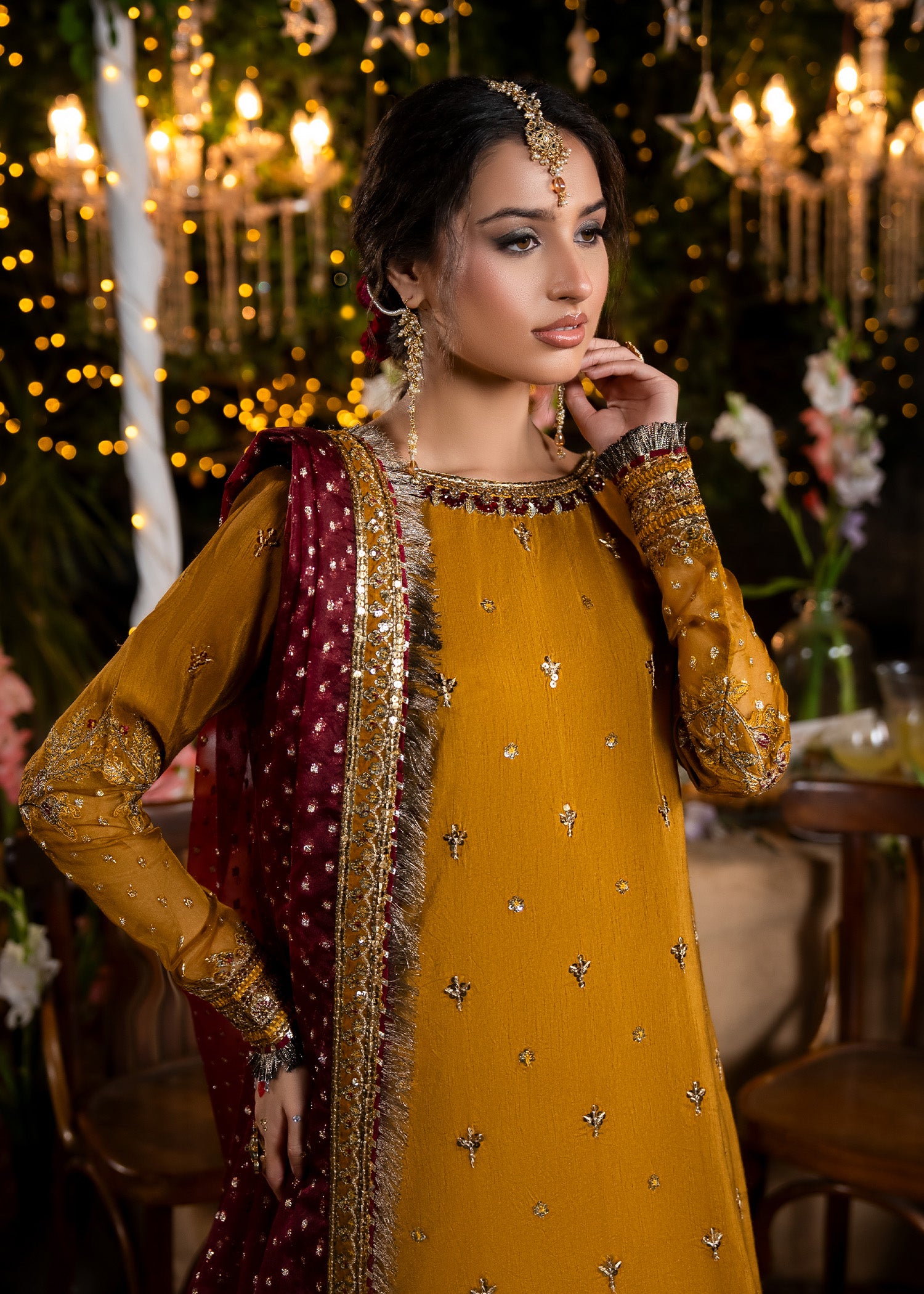 raw silk Sharara in Mustard