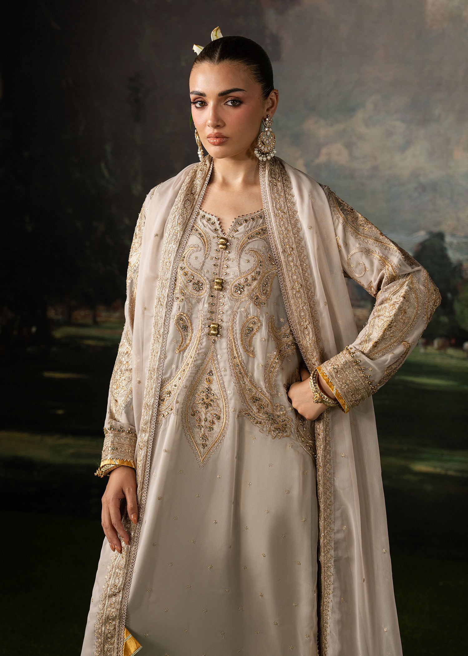 chiffon Kaftan in Beige