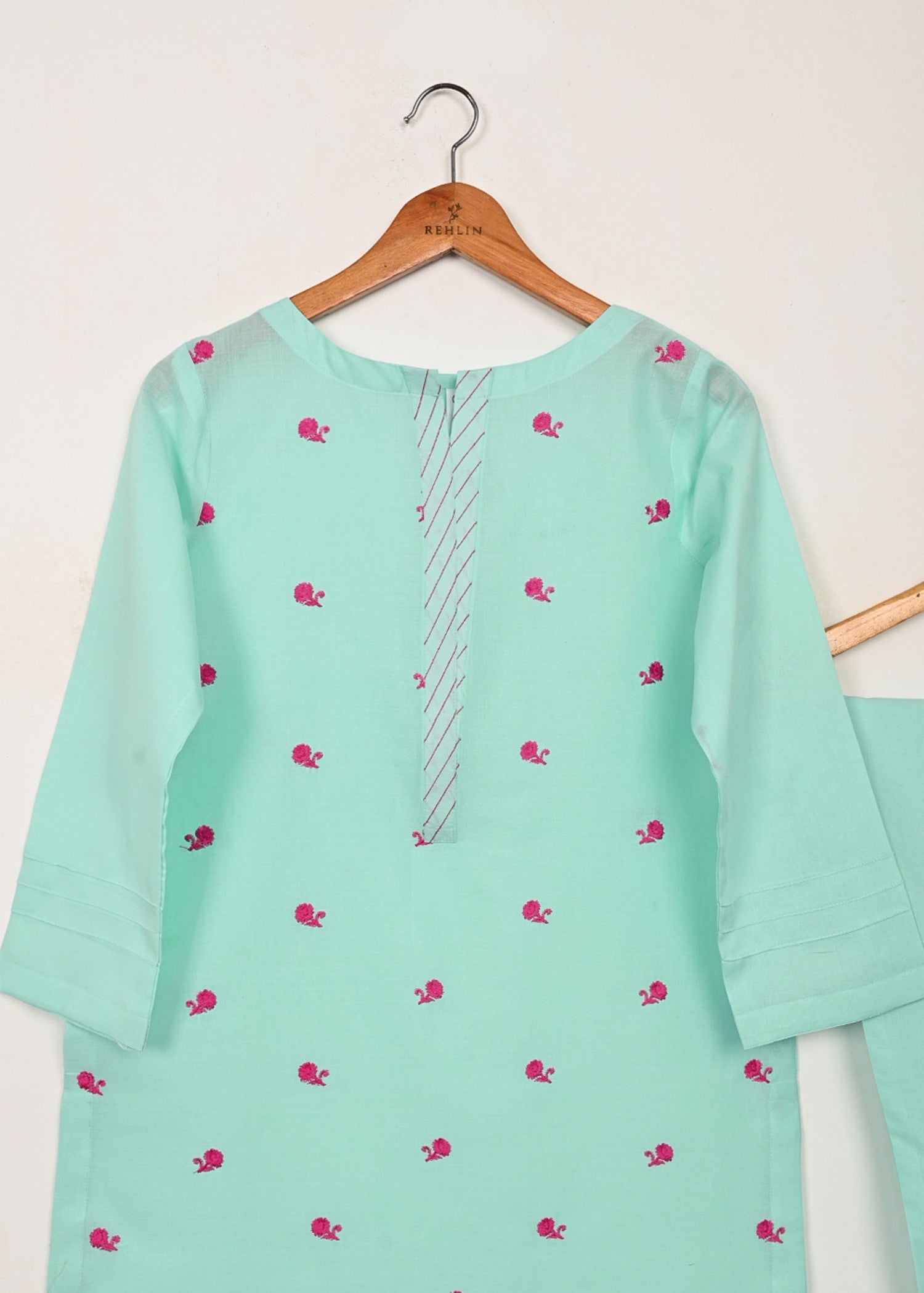 cambric Kurta Set in Aquamarine