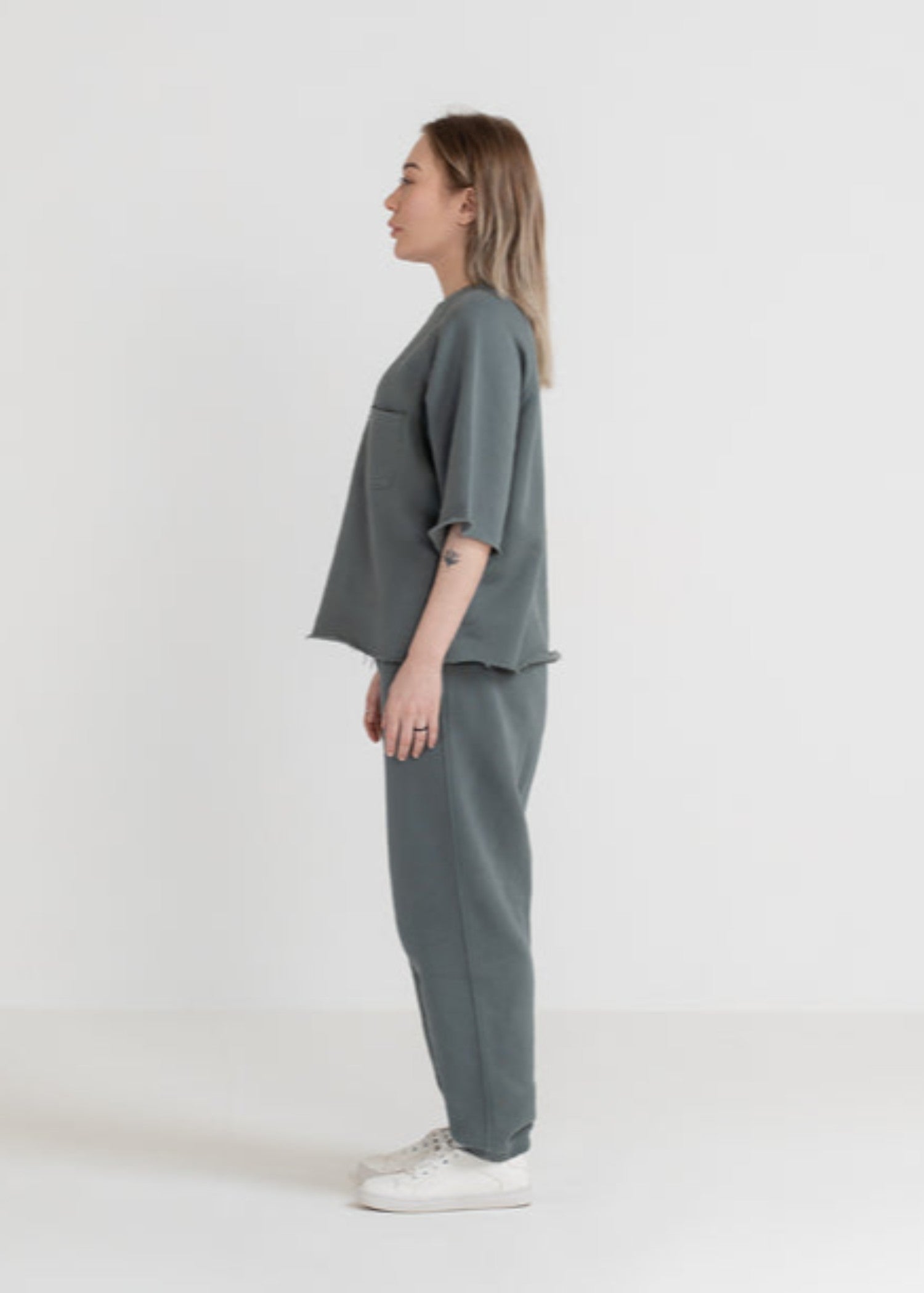 fleece T Shirt in Grey