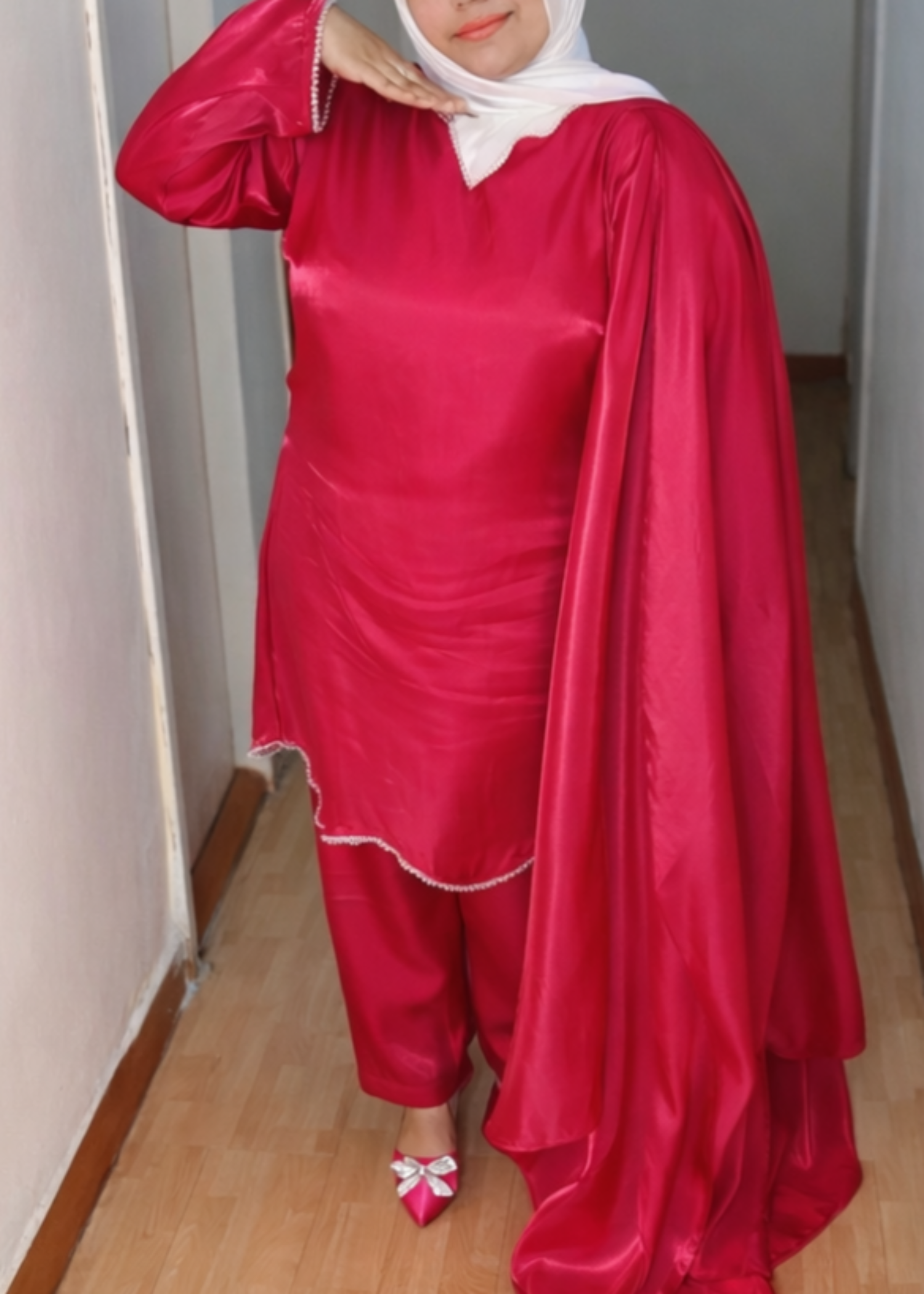 organza silk Kurta Set in Magenta