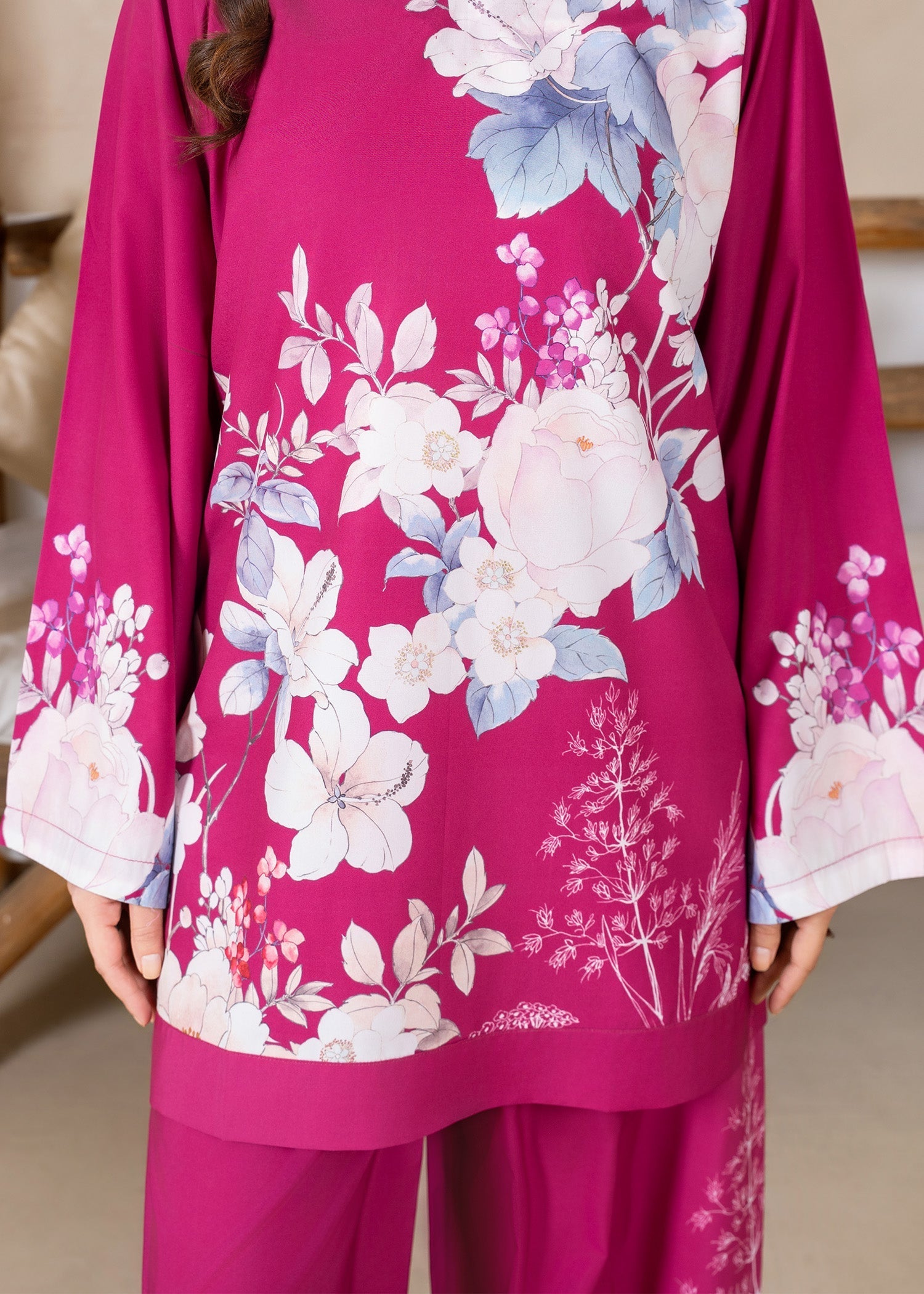 poly lawn Co Ord Sets in Hot pink