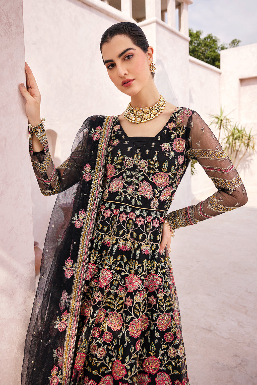 net Lehenga in Black
