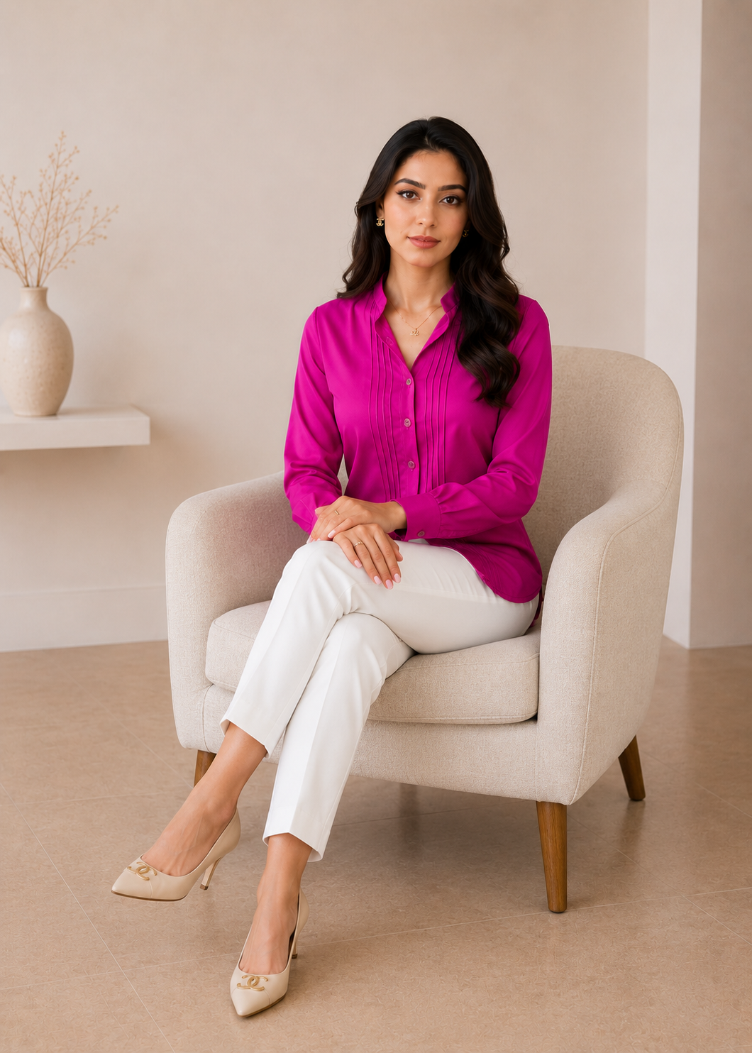 georgette Top in Hot pink