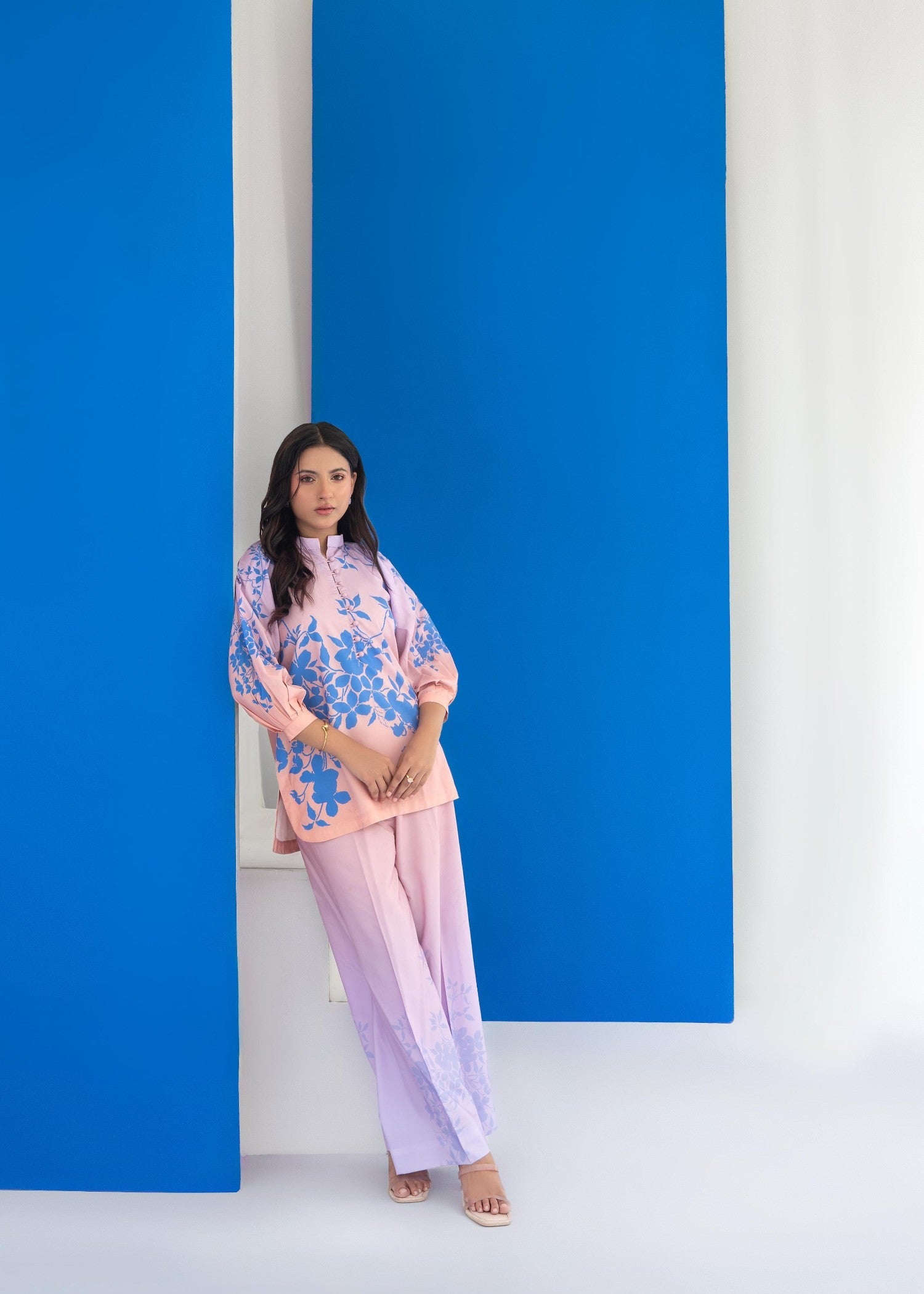 cambric Co ord Sets in Lilac, peach pink