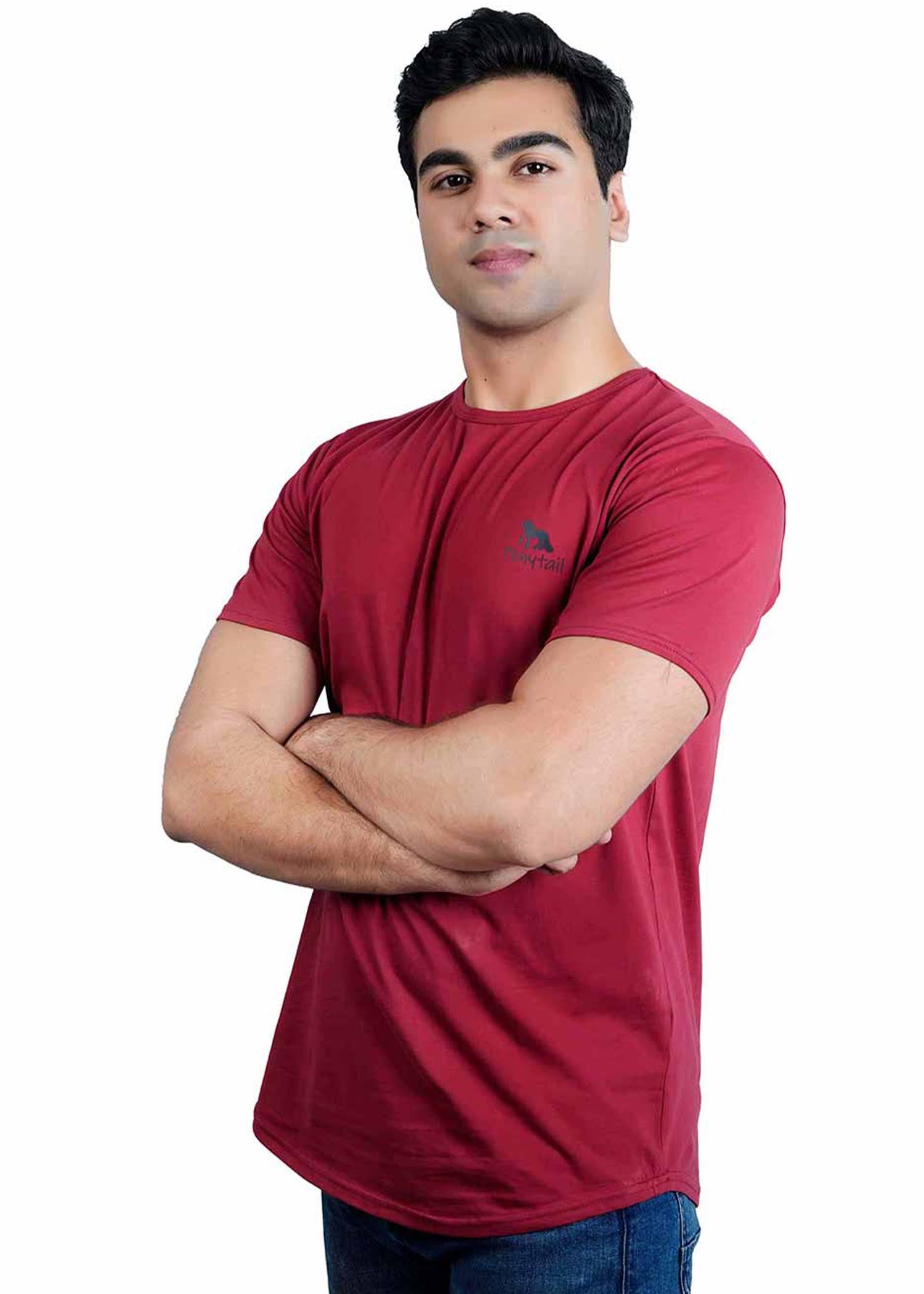 spandex T Shirt in Maroon