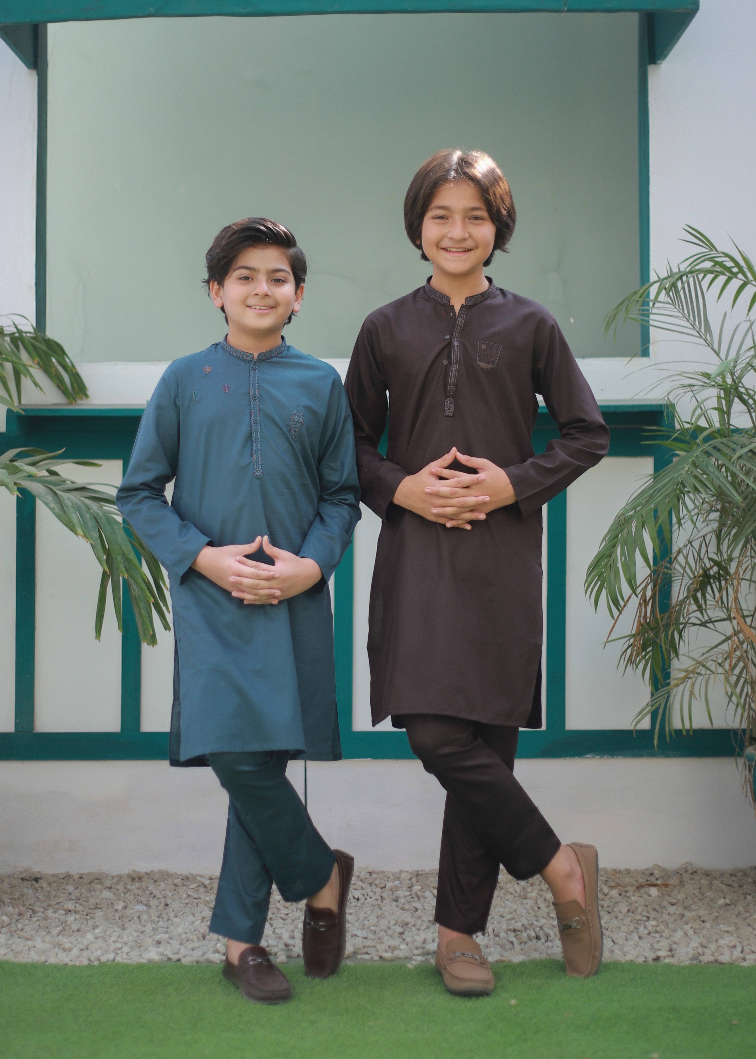 cotton Kurta Set in Bondi blue