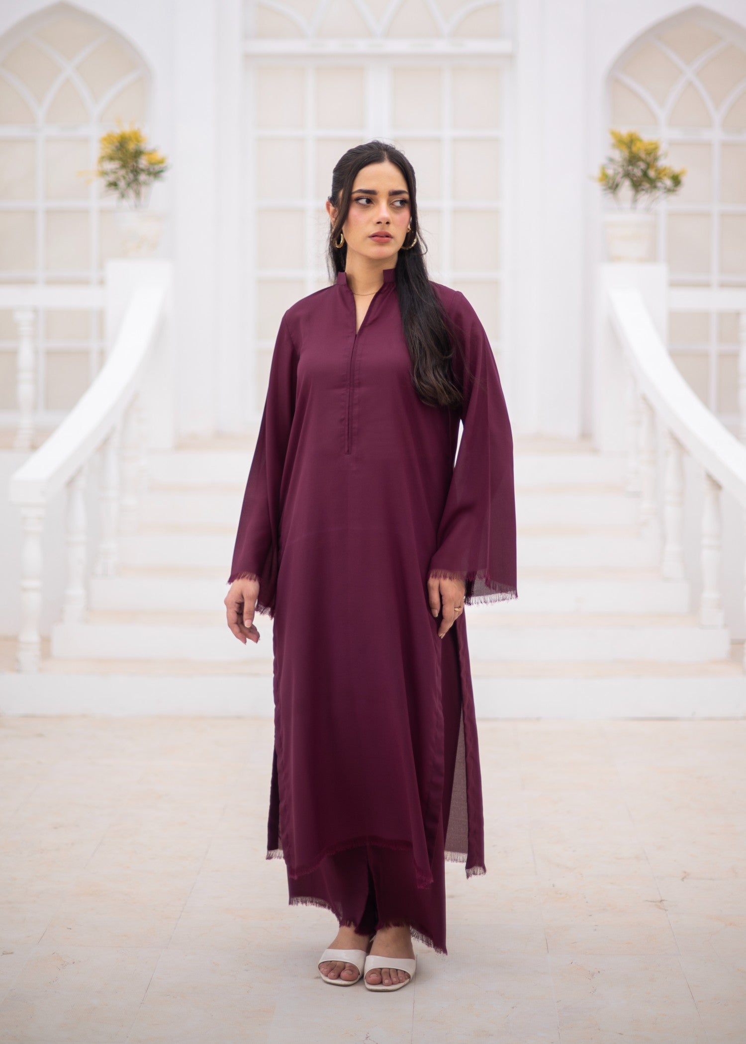 georgette Co Ord Sets in Burgundy