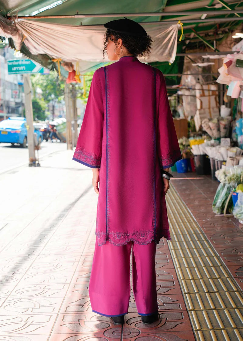 fine khaddar Kurta Set in Red violet