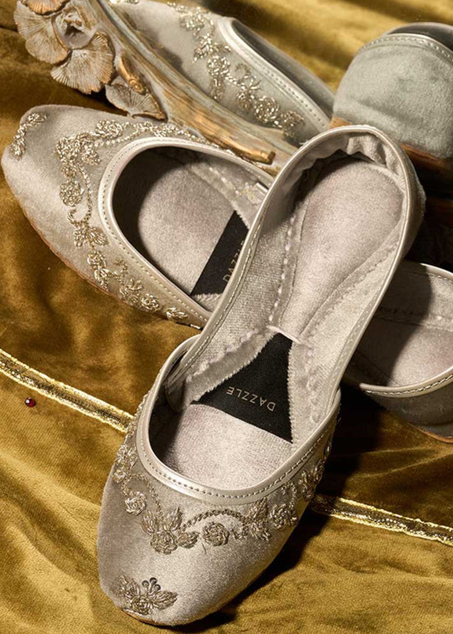 Khussa in Grey by - High Quality Women Khussa LSU9058