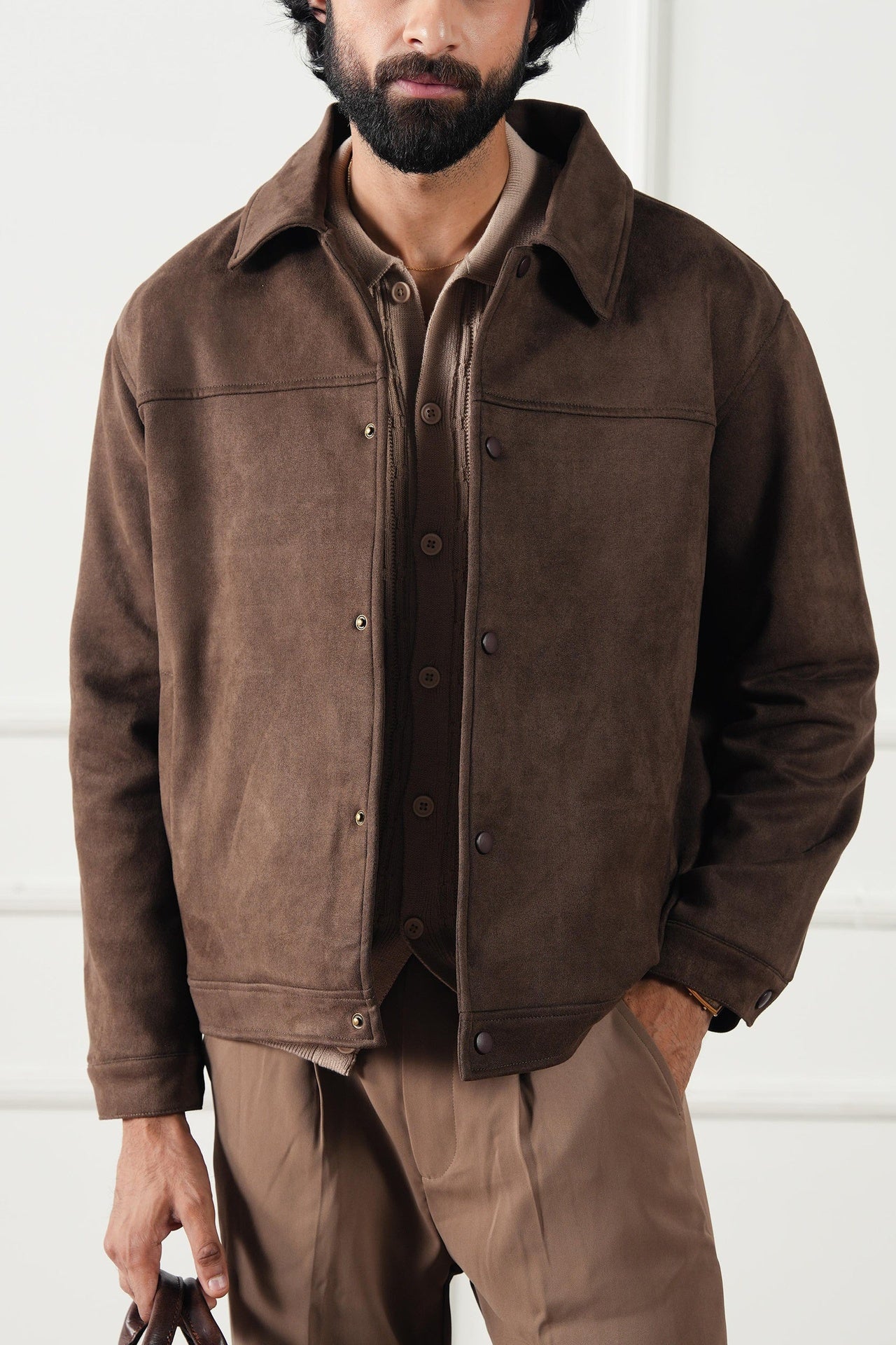 suede leather Jacket in Chocolate brown by Avant Garde