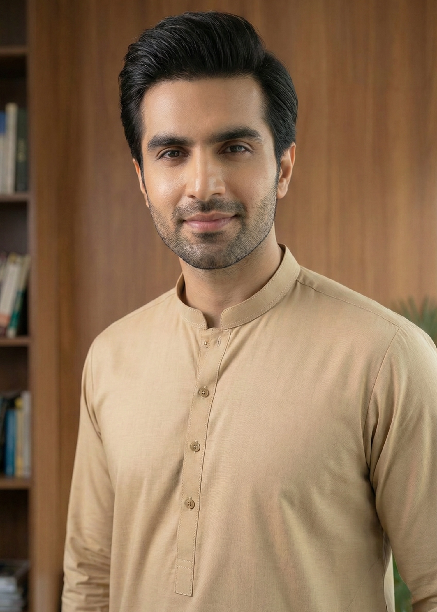 wash & wear Shalwar Kameez in Camel brown by Dot N Dot