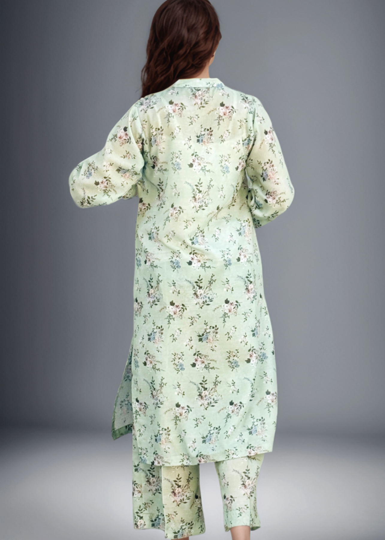 silk finish lawn Co Ord Sets in Mint green